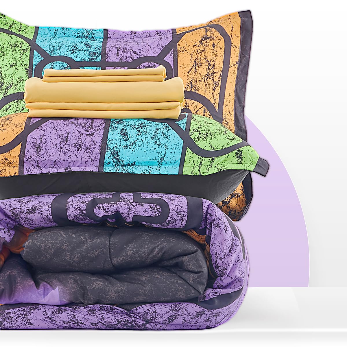 SLEEP ZONE Kids Twin Bedding Comforter Set - Bed in a Bag Super Cute Game Bedding Set for Boys, Girls, Teens - 5 Pieces Set with Comforter, Sheet, Pillowcase & Sham (Game Night)