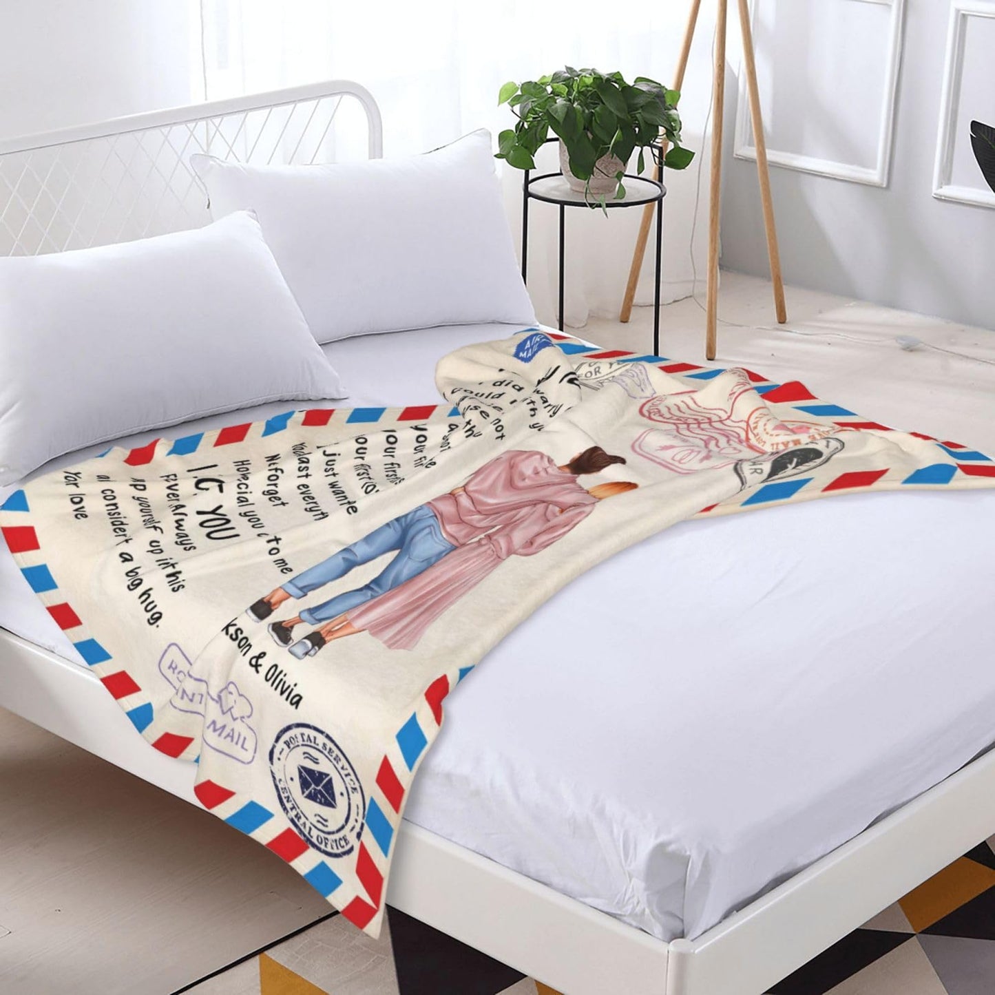 BHSHOH Personalized Couple Blanket for Girlfriend Boyfriend Love Letter Custom Anniversary Blanket Gifts for Husband Wife Wedding Valentine’s Day Gifts Man Woman Throw (02)