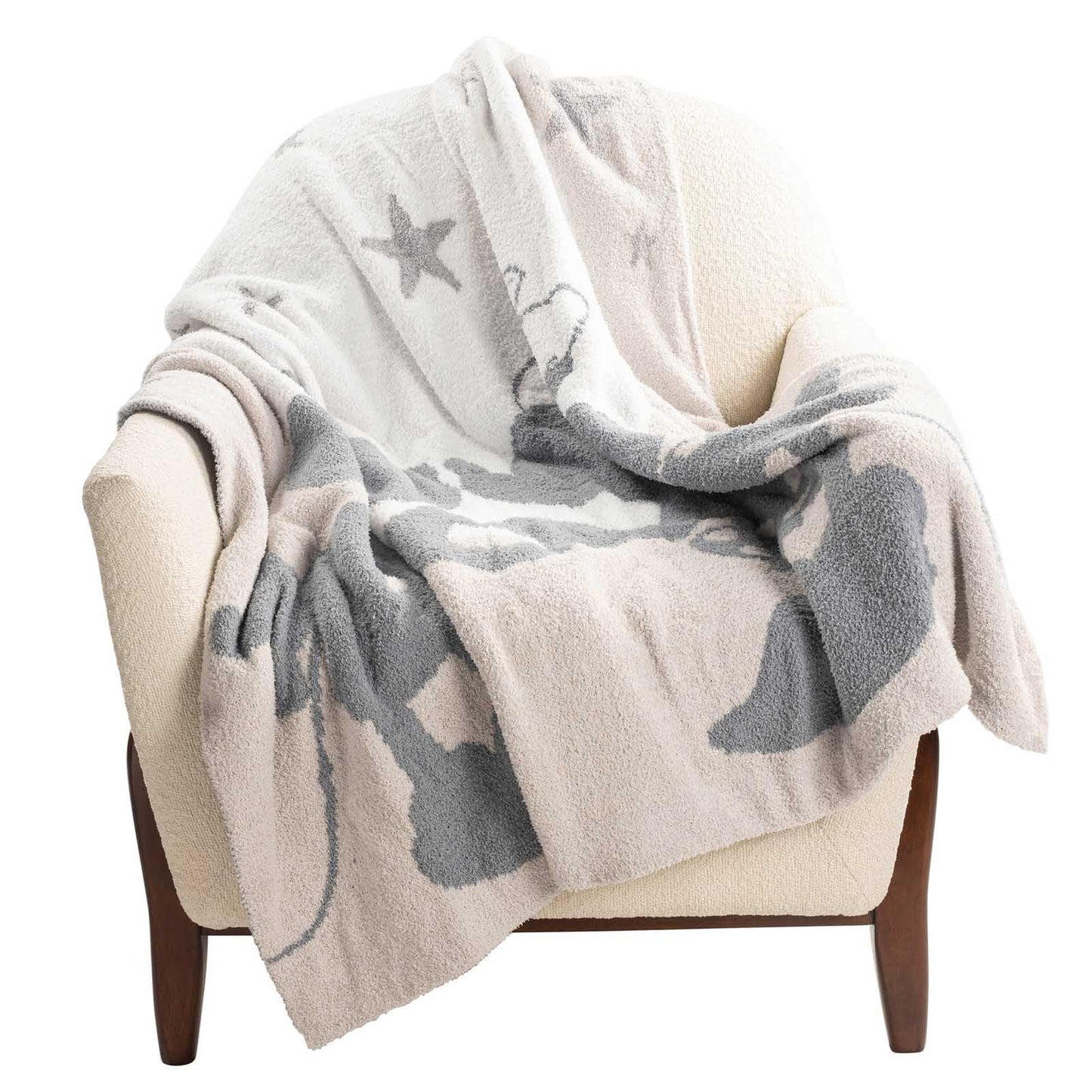 Jay Franco Disney Mickey Mouse & Minnie Mouse Throw Blanket - Cozy 50 x 60 Inch Fluffy Feather Knit Fuzzy Blanket, Gray Stars, Super Soft Lightweight Machine Washable Bedding