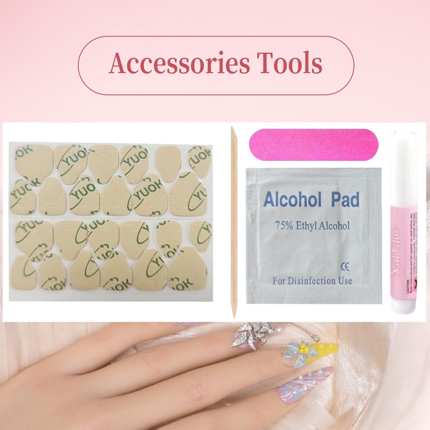 10Pcs(1Pack) Handmade Nails Press On Nails Long Square 33mm Rose Masquerade 3D Rose Pearl Mask Luxury Art Fake Nails Reusable Acrylic Stick On Nails for Women Wedding Party Daily Wear Size L