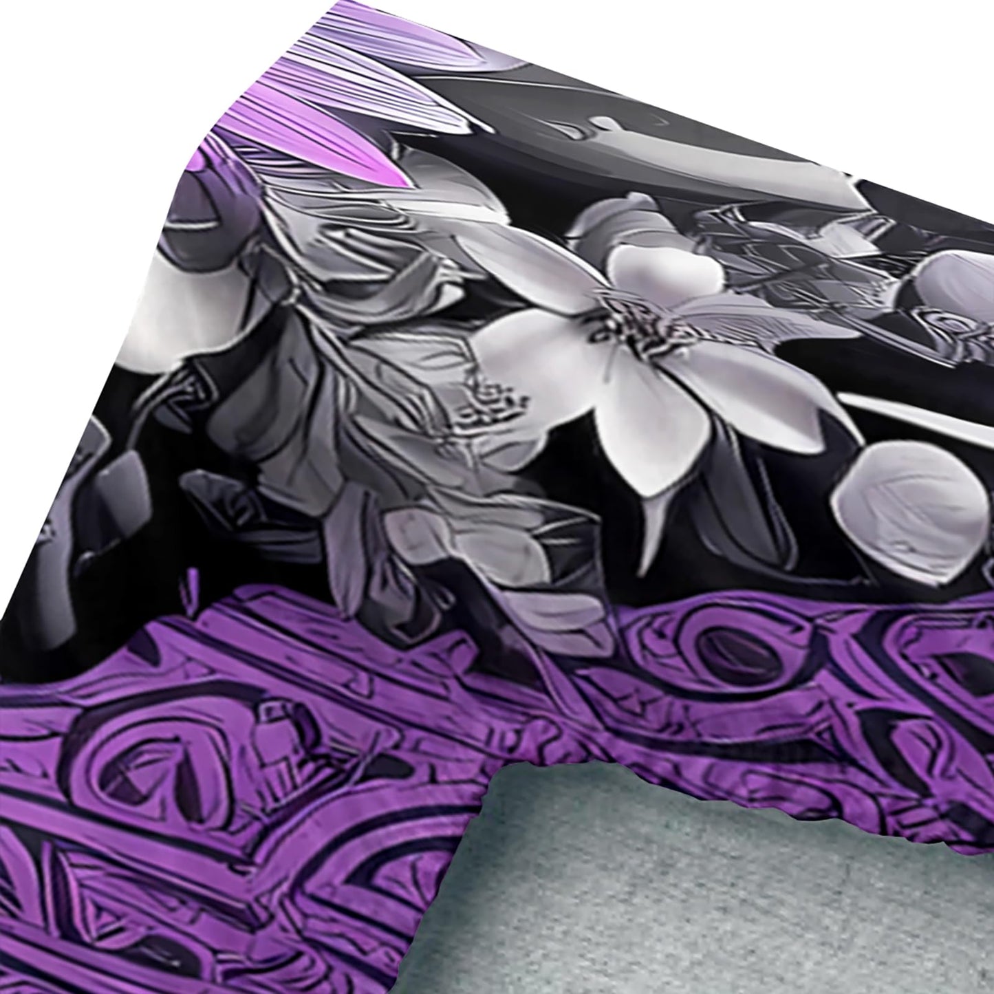AILONEN Girls Floral Skull Fitted Sheet Set Queen Size,3-Piece Music Themed Skeleton Bedding Set,Gothic Purple Flower Skull Printed Deep Pocket Sheets with 2 Pillowcases