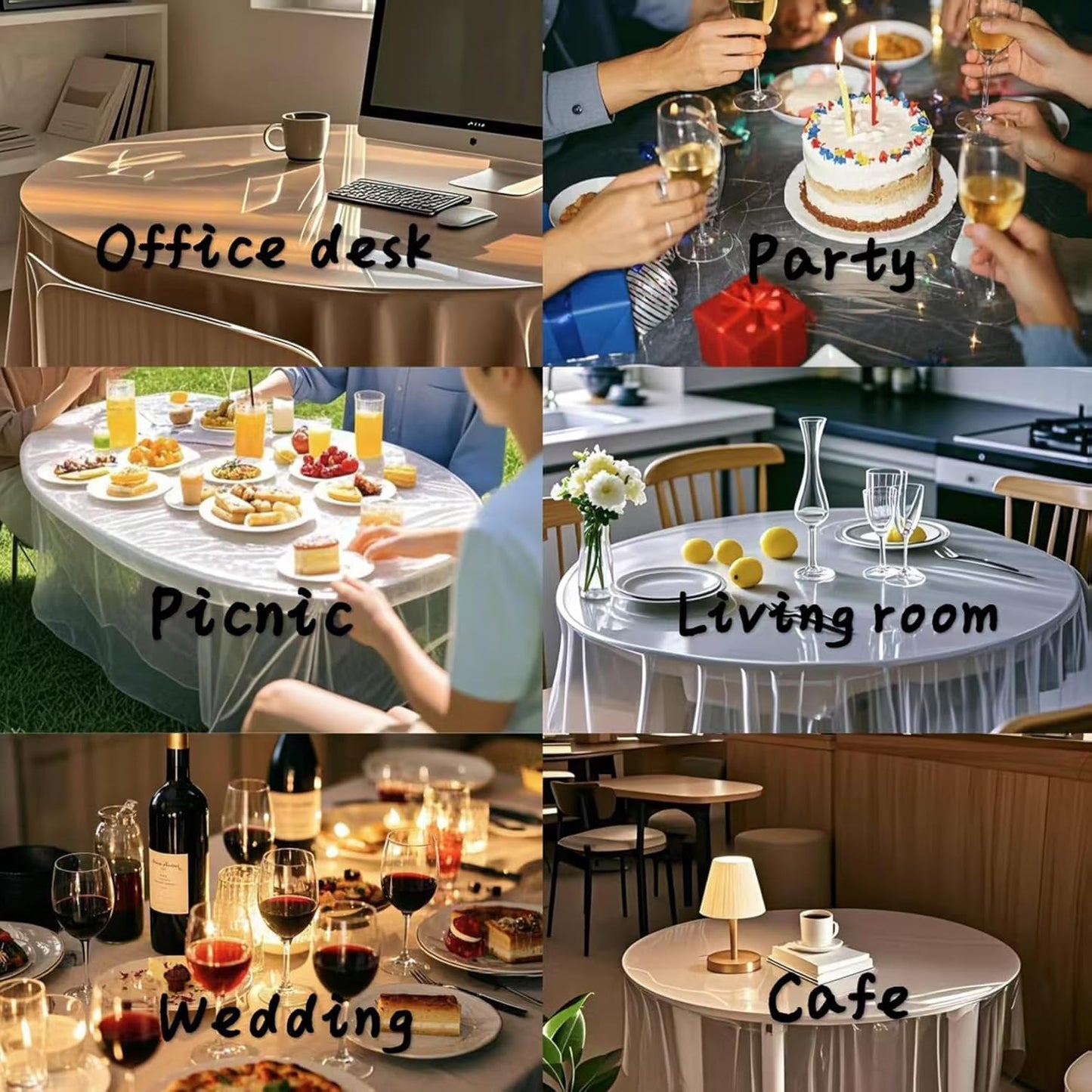 Clear Oval Table Cover Protector 60 x 90 Inches Plastic Tablecloth Transparent Cloth for 4~6 Seats Chairs Table Protect Vinyl Waterproof