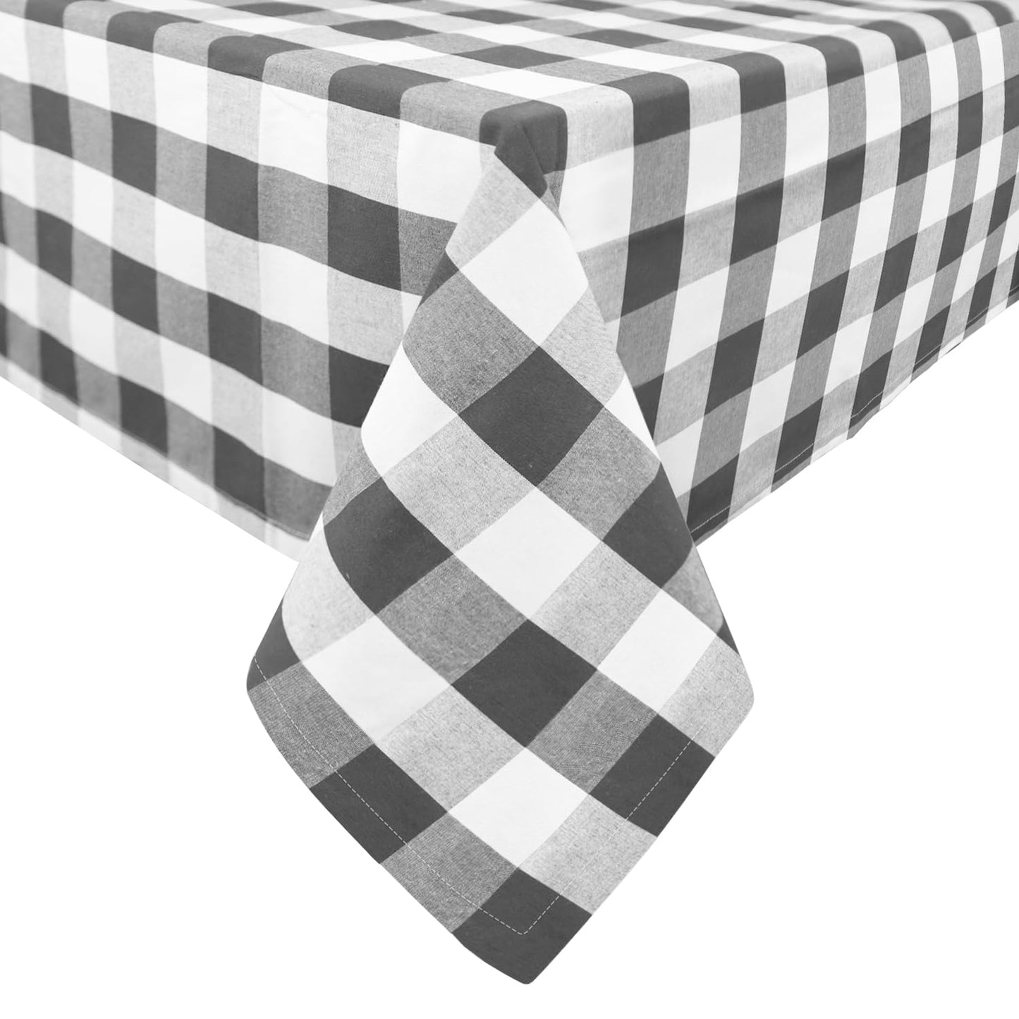 BETRIC Checkered Tablecloth,60x84-Inch,Gray and White,Buffalo Plaid Tablecloth - Washable, Wrinkle-Resistant Suitable for Restaurants, Outdoor picnics and Holiday Decorations-Gray and White