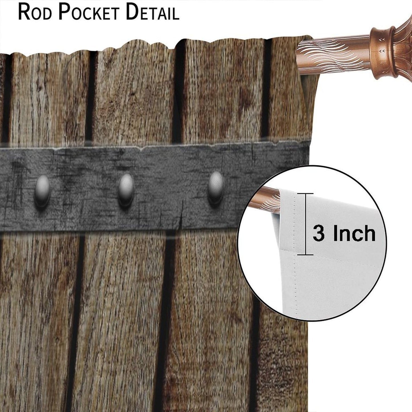 Nanacur Vintage Wooden Door Curtains, Barn Farmhouse Wooden Country Cabin Rod Pocket Window Treatment for Bedroom Living Room Kitchen Drapes 41" W X 45" L (No Blackout)