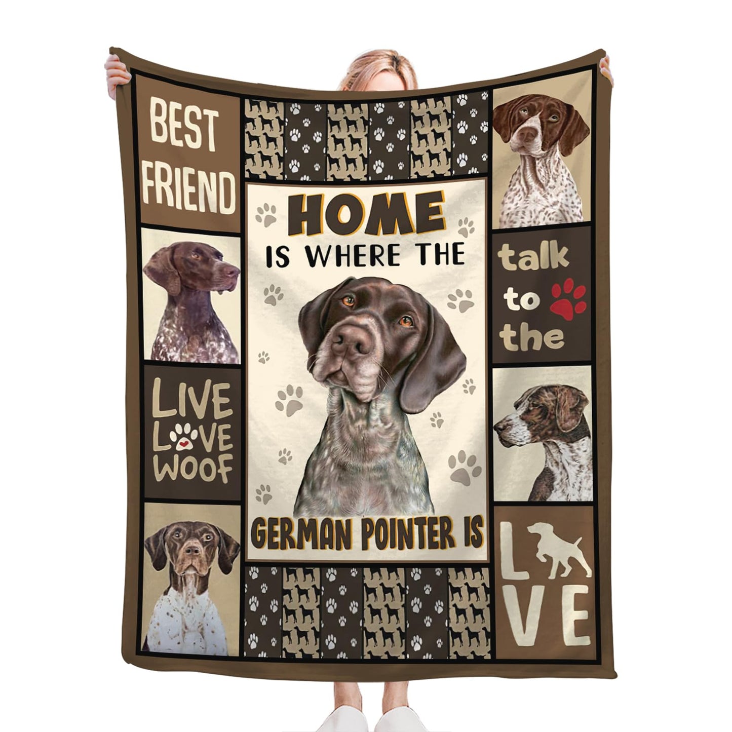 Tijuboni German Shorthaired Pointer Throw Blanket Dog Gifts for Girls Boys Women Men Kids Adults Soft Flannel Fleece Blanket for Couch Sofa Bed Home Decor 40"x50"