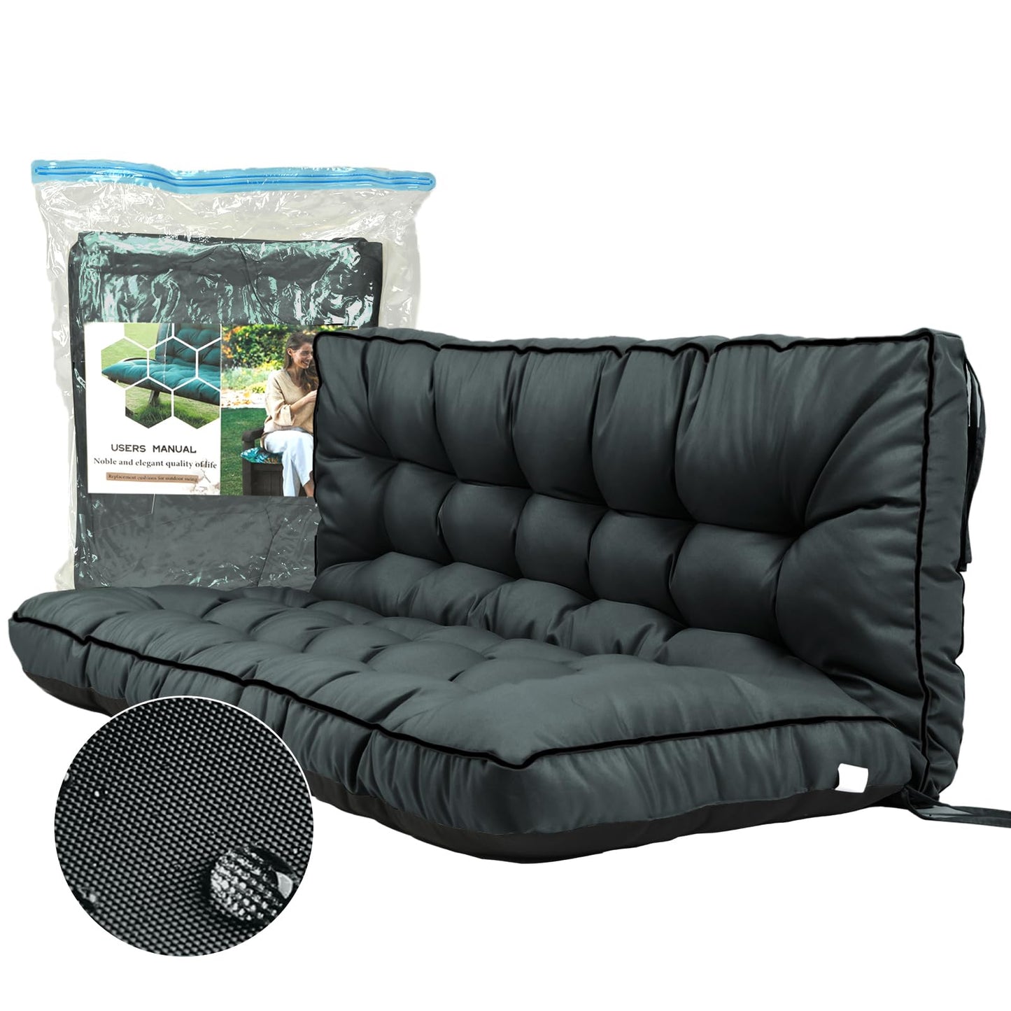 Sauqzoh Replacement Cushions for Swing, Swing Cushions 3 Seater Replacement, Waterproof Thicken Washable Cushion for Outdoor Indoor Furniture Swing Patio (Dark Gray, 40x55 inch)