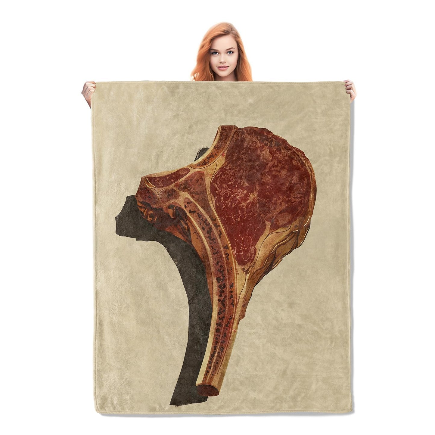 Steak Blanket Gifts for Kids Adults Women Girls Soft Warm Lightweight Cozy Plush Beaf Meat Foods Throw Blankets for Bedroom Living Room Sofa Home Decor 60"x50"