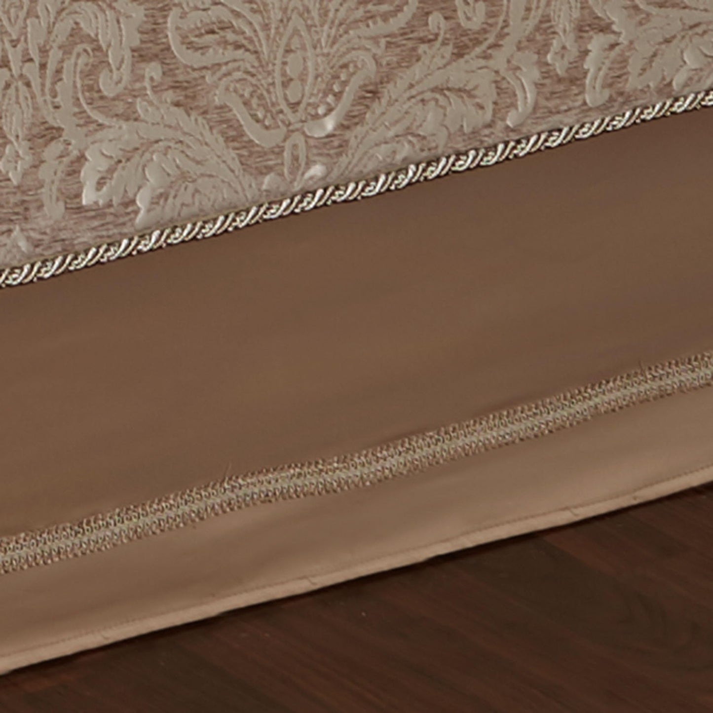 Touch of Class Camelot Luxury Bedding | Neutral Almond | Matte Satin Damask on Richly Textured Jacquard-Woven Chenille Design | 4 Piece Set Includes Queen Comforter, Bedskirt, and 2 Standard Shams