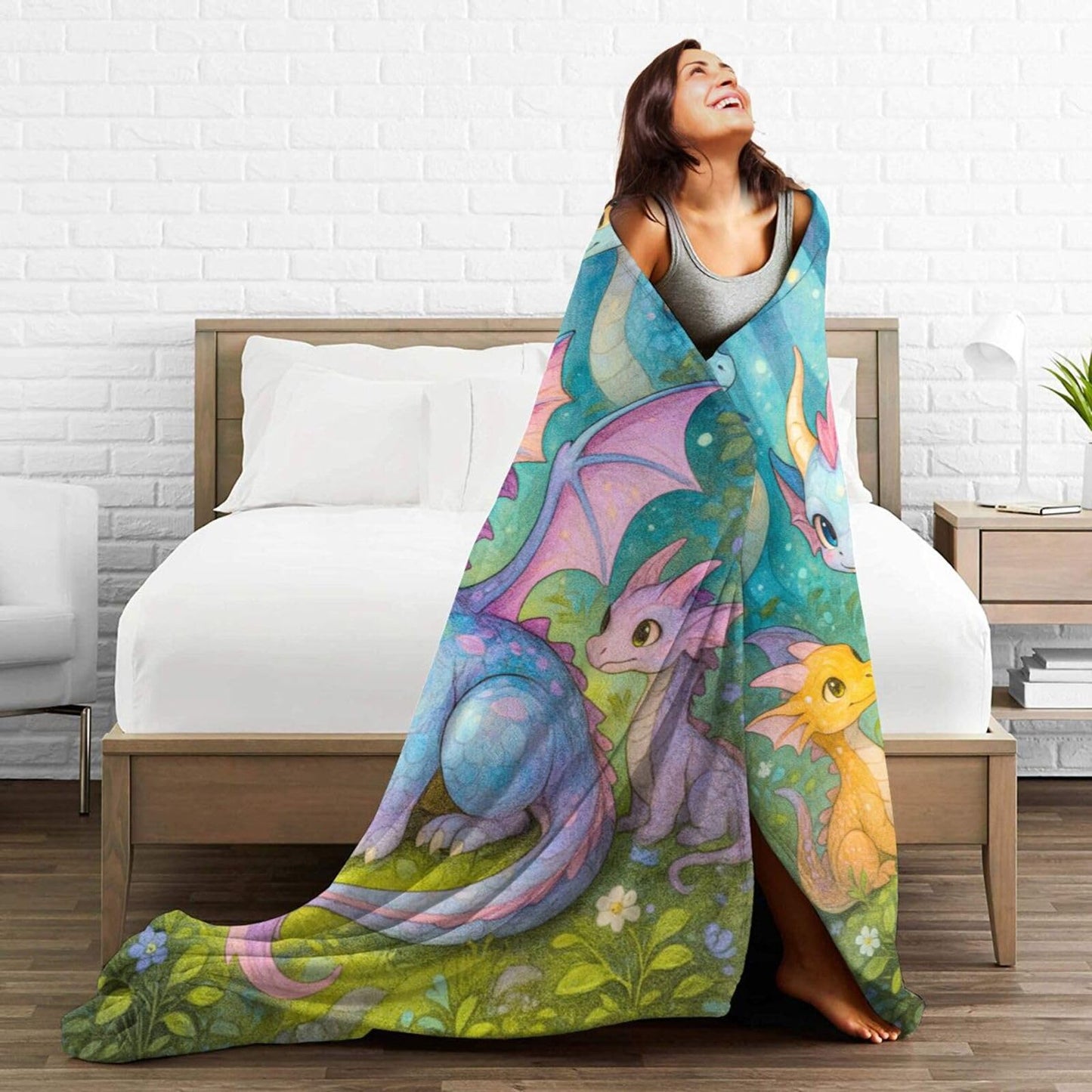 Dragon Blanket Cartoon Western Dragon Throw Blanket Fuzzy Plush Super Fleece Plush Soft Cozy Warm Stuff Bedding Nursery Toddler Baby Blankets Gifts for Boys Girls Kids Adult Men Women 40"X50"