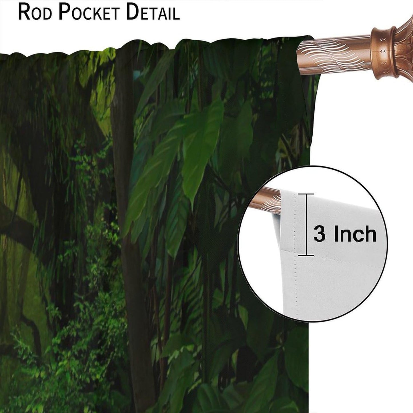 AuiMzoo Waterfall View Curtains, Tropical Forest Botanical Jungle Nature View, Bedroom Living Room Kitchen Blackout Curtains 21" W x 45" L