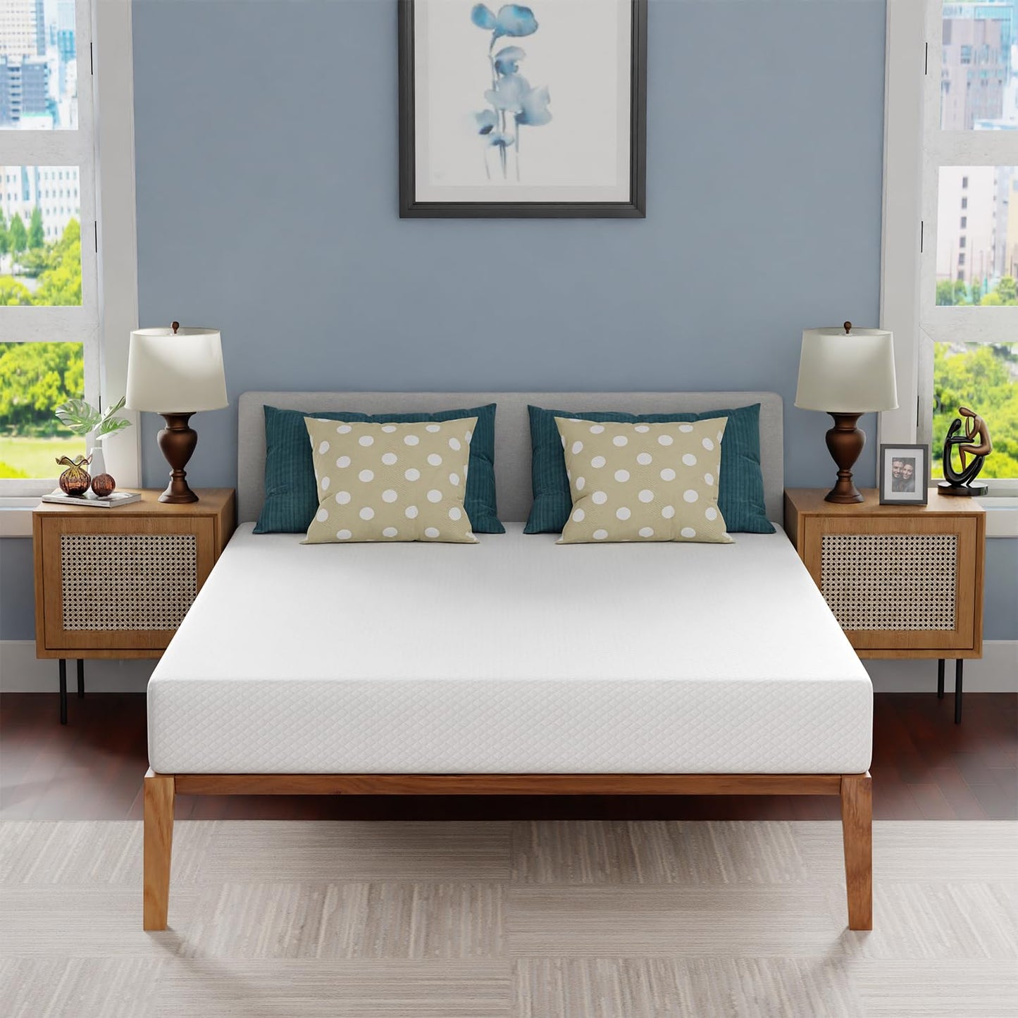 FDW | 8 Inch Queen Mattress | Medium Firm | Gel Memory Foam Mattress | White | Bed in a Box, CertiPUR-US Certified | Pressure Relief, Cooling Ventilated Foam | Washable Removable Cover