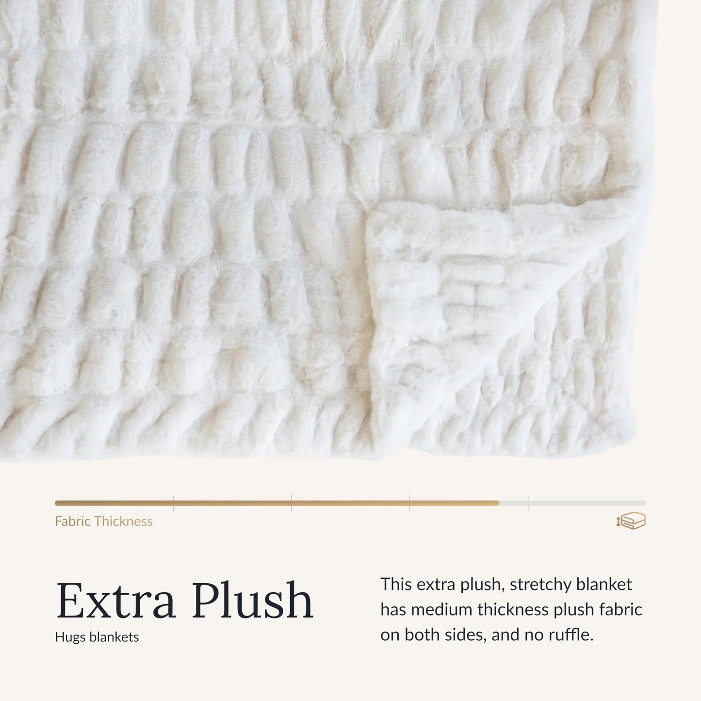Minky Couture Hugs Blanket - Extra Plush Blanket for Premium Gifting - Stretchy Bubbled Cozy Throw - Silky Smooth - Durable & Machine-Washable - Travel-Friendly - Adult, Cream