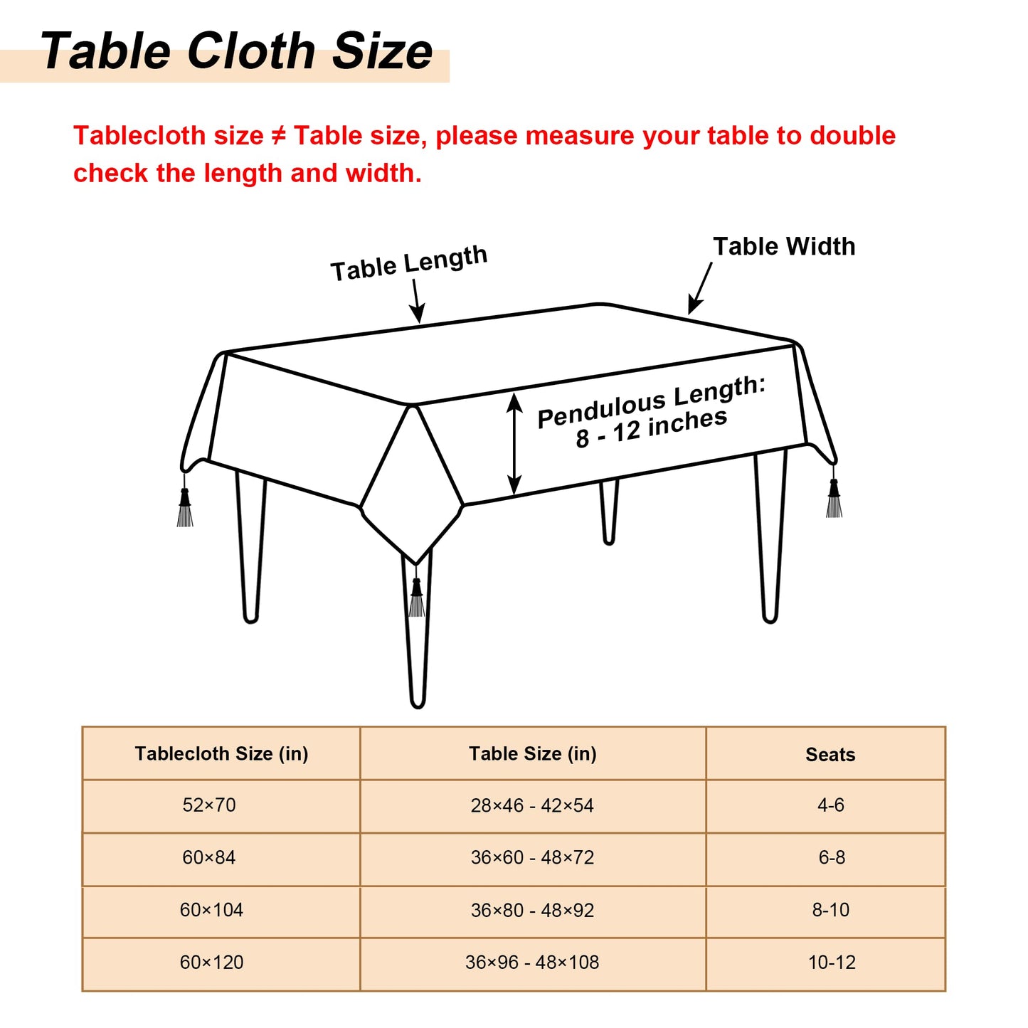 Loom and Mill Luxury Rectangle Tablecloth 60 x 84 Inches, Elegant Damask Golden Floral Table Cover with Handmade Tassels for Dining Table Banquets Decorations(Beige, 60"x84")
