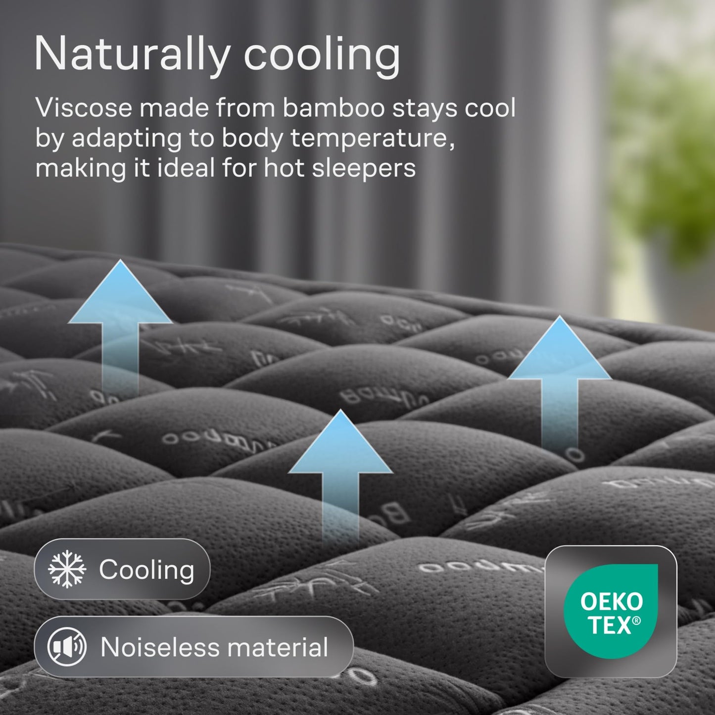 Niagara Sleep Solution Ultra Soft Full Size Mattress Topper - Rayon Derived from Bamboo Pillow Top Mattress Pad for Back Pain Relief - Naturally Cooling for Hot Sleepers, Dark Gray