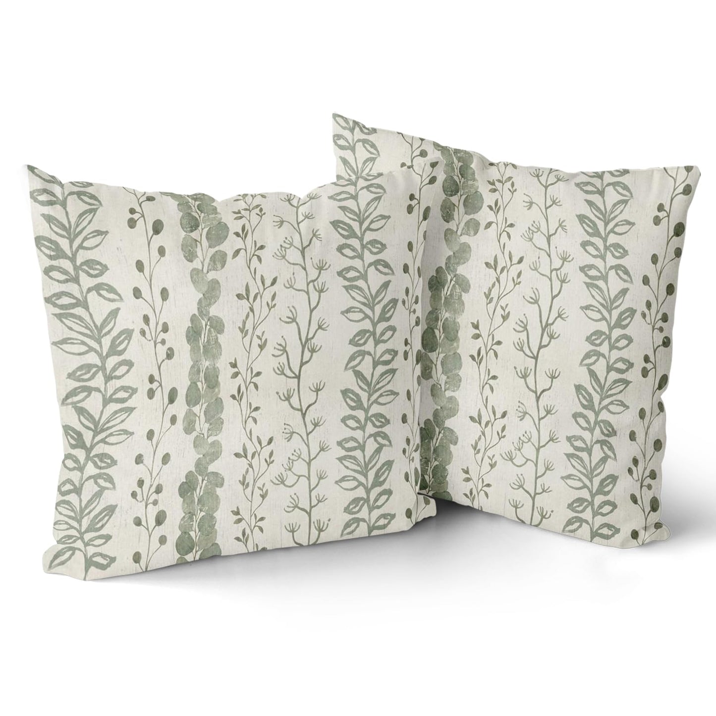Giwawa Sage Green Leaves Pillow Covers 18x18 Inch Set of 2 Spring Summer Leaf Plants Throw Pillow Case Seasonal Botanical Decorative Square Cushion Case for Home Sofa Bed Couch Car