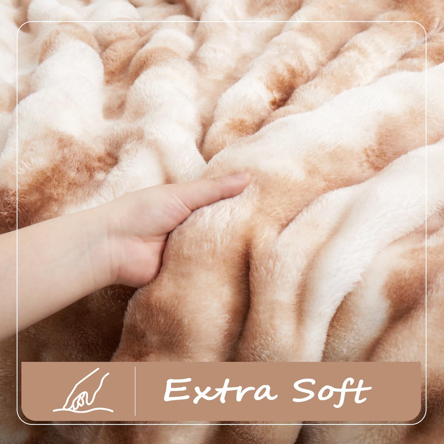 PU MEI Fleece Blanket - Throw Blanket for Couch, Luxury Bubble Fluffy Plush Twin Cozy Soft Warm Fuzzy Extra Large Blanket for All Season Use 60"*80" -Brown1
