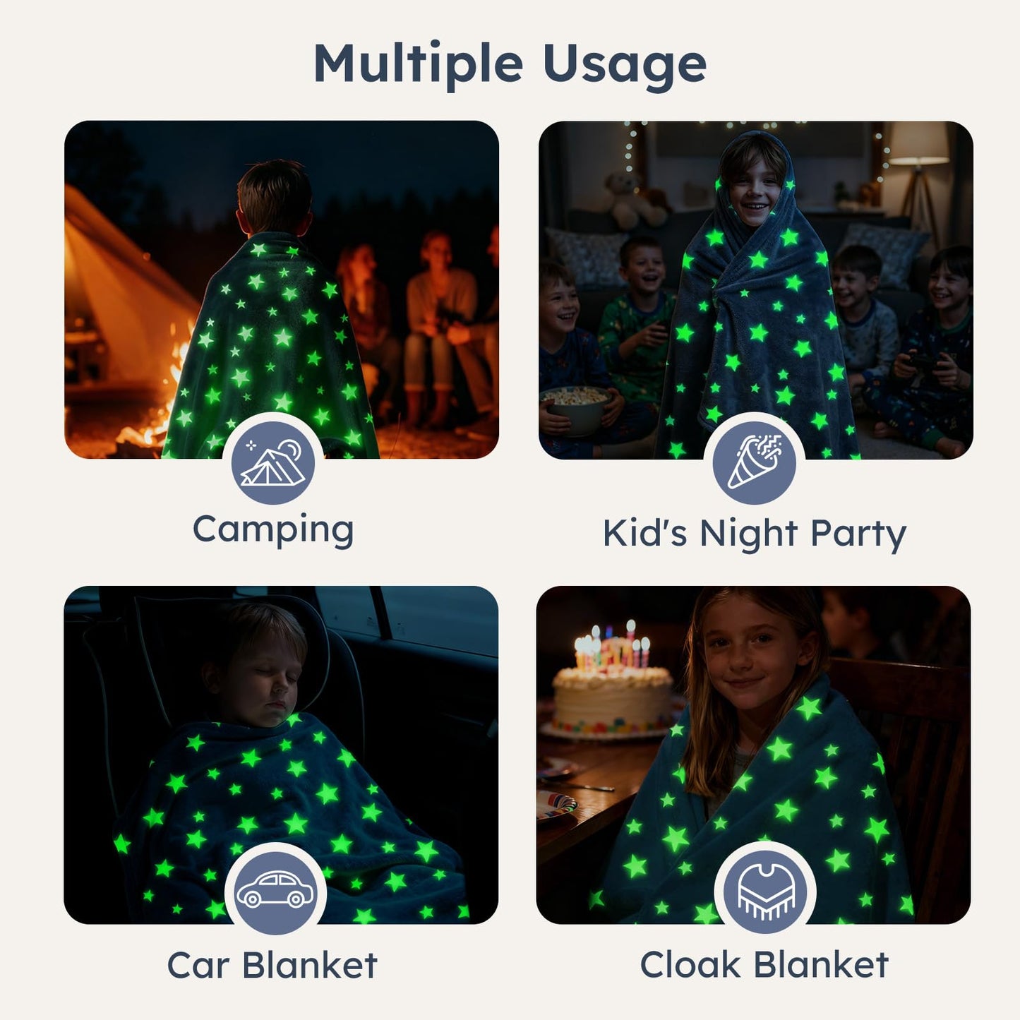 Yoofoss Glow in The Dark Blanket for Kids,Throw Blanket for Boys Girls Kids Age 1-12, Soft Fleece Blanket Bed Sofa Decor Glowing Stars Blankets for Toddler Christmas Toys Gifts 40"x50"