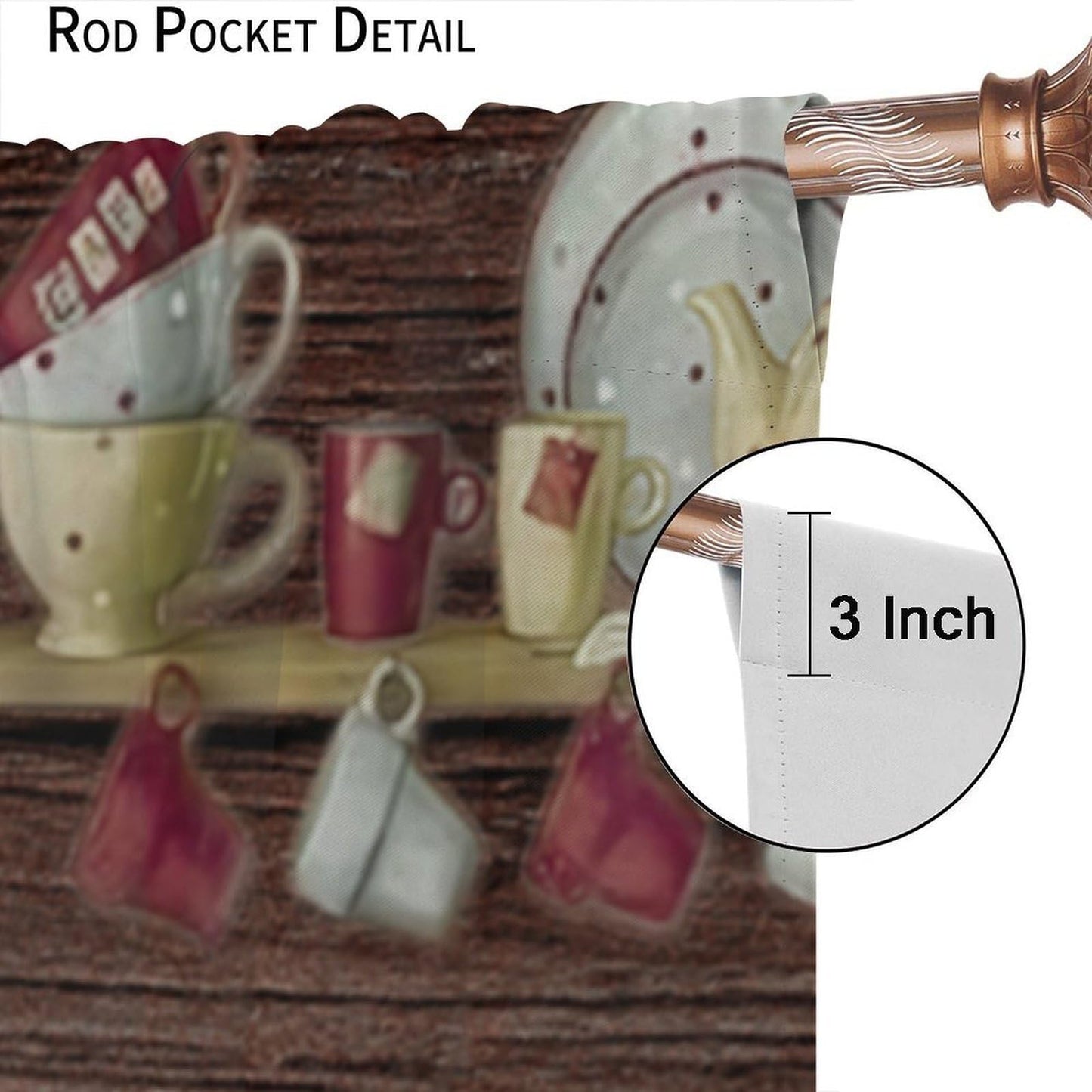 Farmhouse Vintage Curtains Rustic Retro Plank Tableware Ingredients and Fruits Wood Rod Pocket Window Treatments for Kitchen Living Dining Room Bedroom 2 Panel Set 41" x 45" (No Blackout)