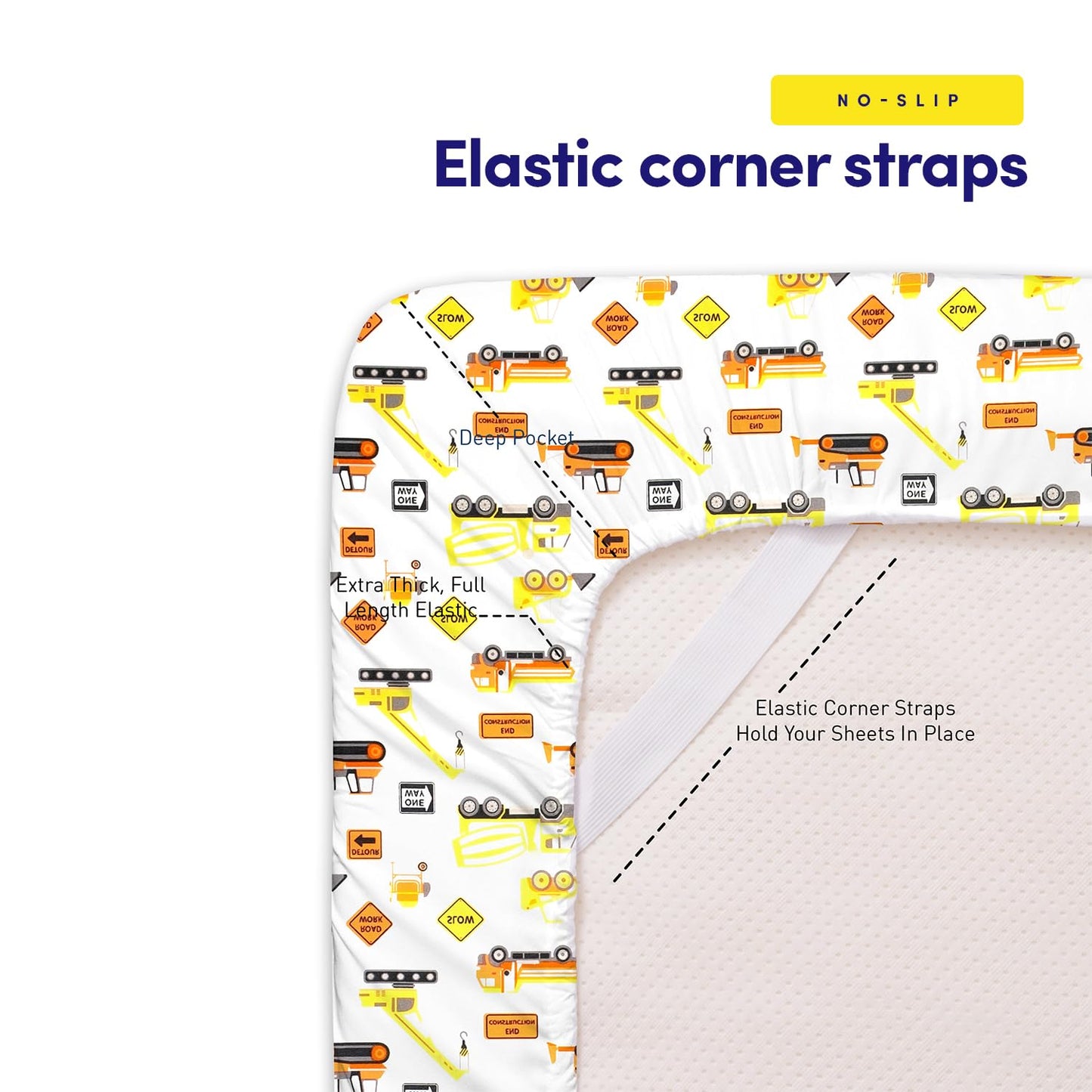 1500 Supreme Kids Bed Sheet Collection - Fun Colorful and Comfortable Boys and Girls Toddler Sheet Sets - Deep Pocket Wrinkle Free Soft and Cozy Bedding - Twin XL, Construction