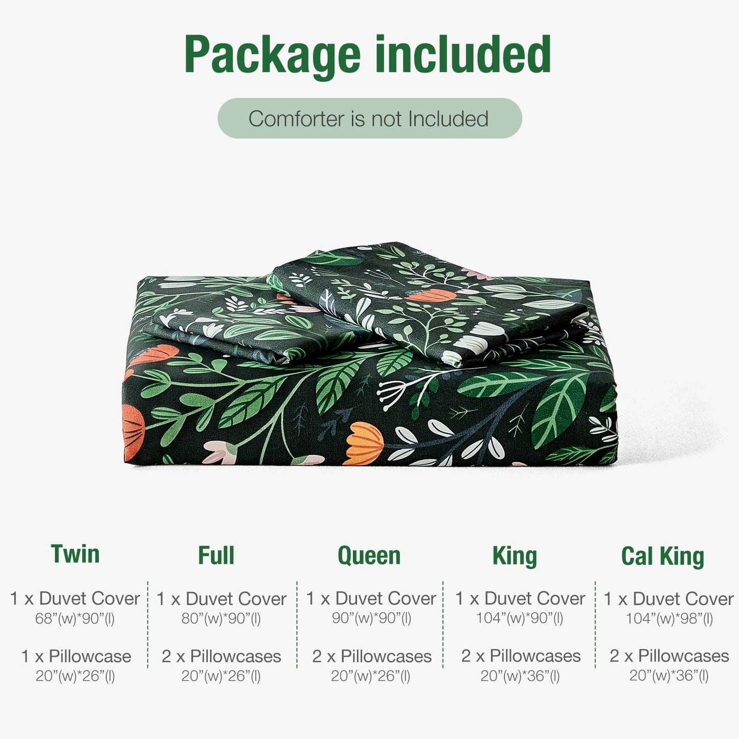 Lekesky King Size Reversible Duvet Cover, Duvet Cover King Size 3 Piece Romantic Garden Microfiber Botanical Bedding Set with Zipper Closure Corner Ties