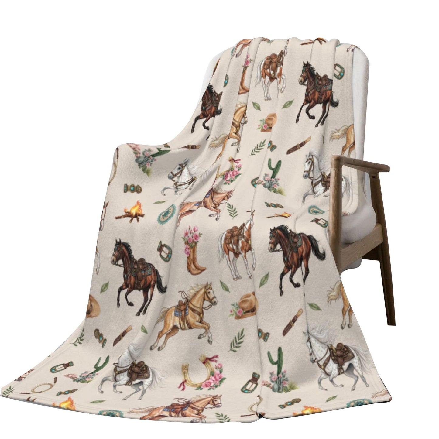 Nmbvcxz Horses Fleece Blanket for Bed and Couch, Lightweight Warm Throw Blanket for All Seasons - Gift for Women, Men, Girls and Boys 50"x40"
