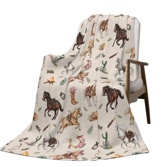 Nmbvcxz Horses Fleece Blanket for Bed and Couch, Lightweight Warm Throw Blanket for All Seasons - Gift for Women, Men, Girls and Boys 50"x40"