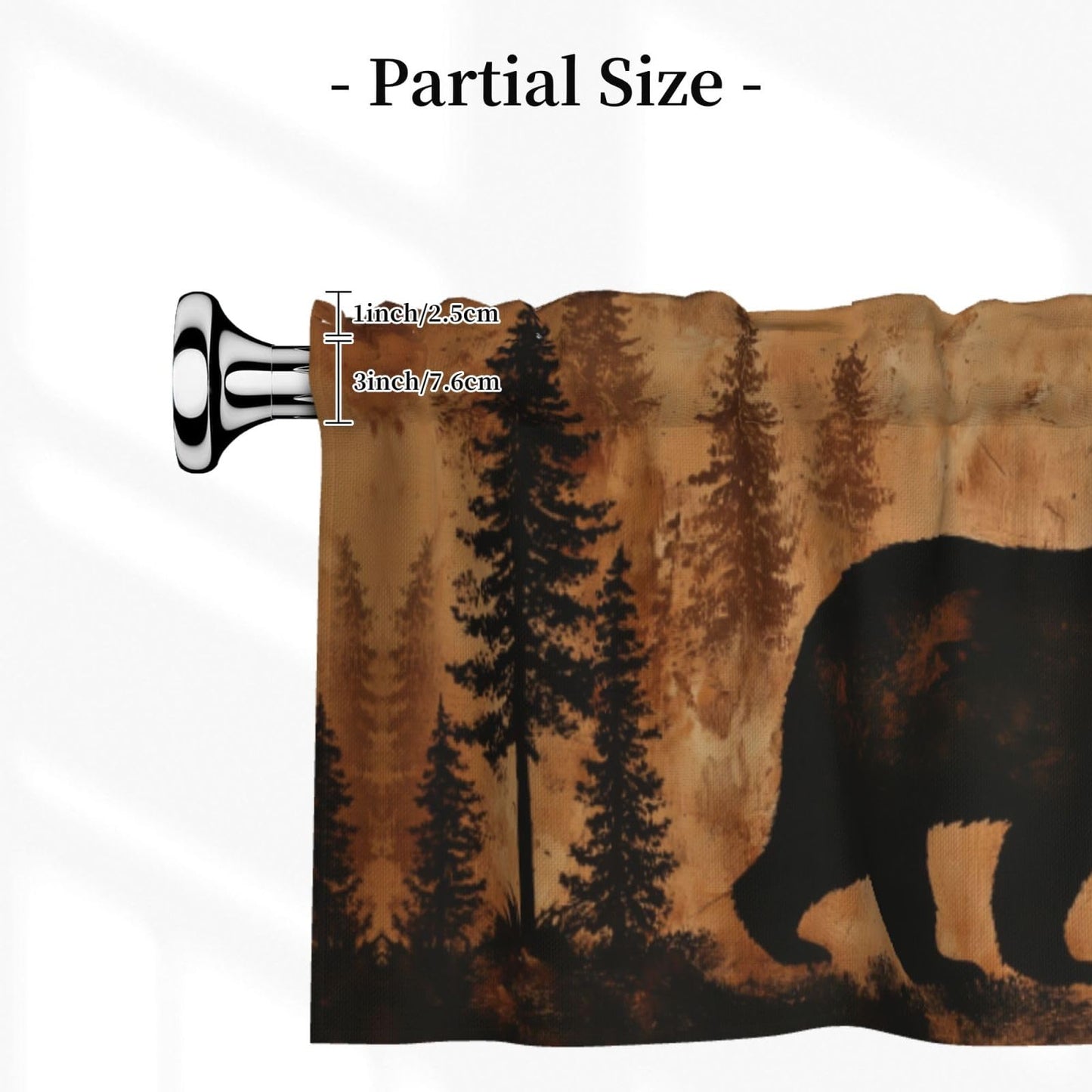 Worltoldb Forest Bear Curtain Valance Short Rod Pocket Window Treatment for Living Room Bedroom Kitchen Bathroom 1 Panel 54" W x 18" L