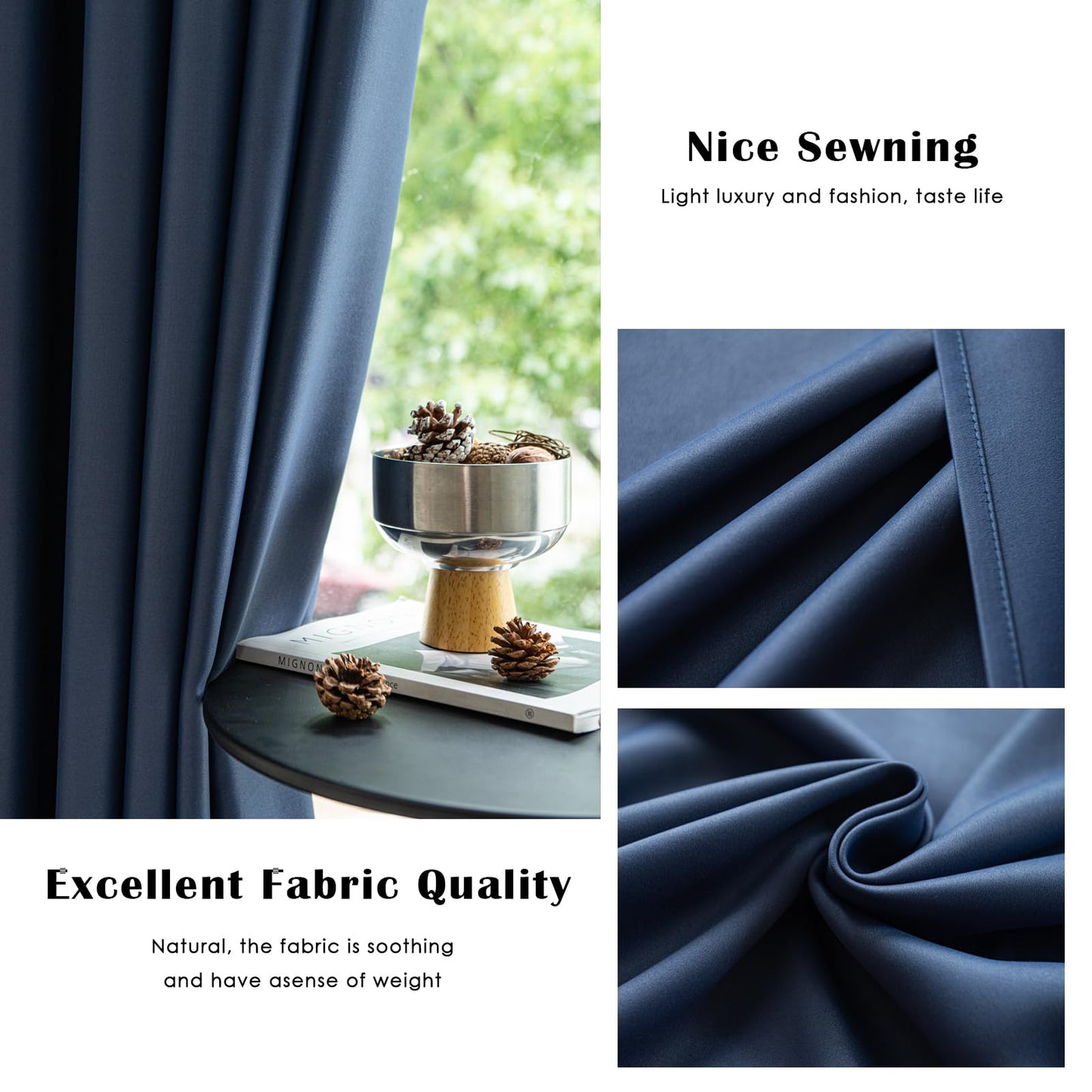 Tiadkh Home Decor Blackout Extra Long Curtains，132" Long Grommet High Ceiling Draps Noise Reducing 2 Story Curtains for Living Bedroom Windows(1Panel，W52xL132)