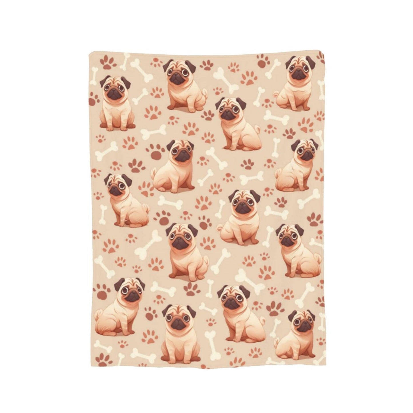 Pug Blanket Pug Dog Decor Cozy Animal Throw Super Soft Plush Flannel Fleece Blanket Gift for Kids Adults Men Women Ultra Warm & Lightweight Flannel, 50"X40"