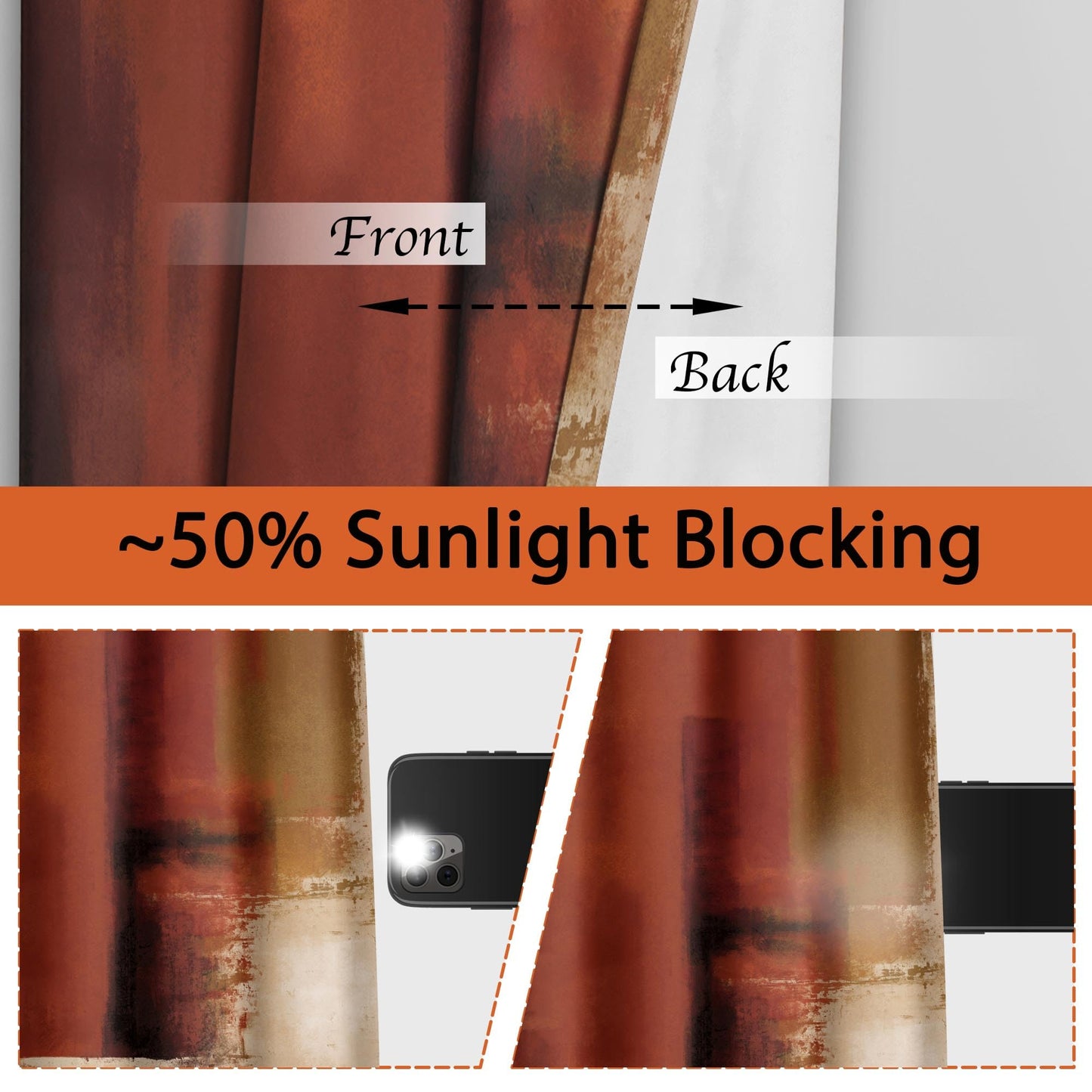 Asuexpect Burnt Orange Curtains 2 Panels Abstract Rust Curtain Room Darkening Grommet Window Drapes Modern Decorative Window Treatments for Bedroom Living Room, 52x84 Inches
