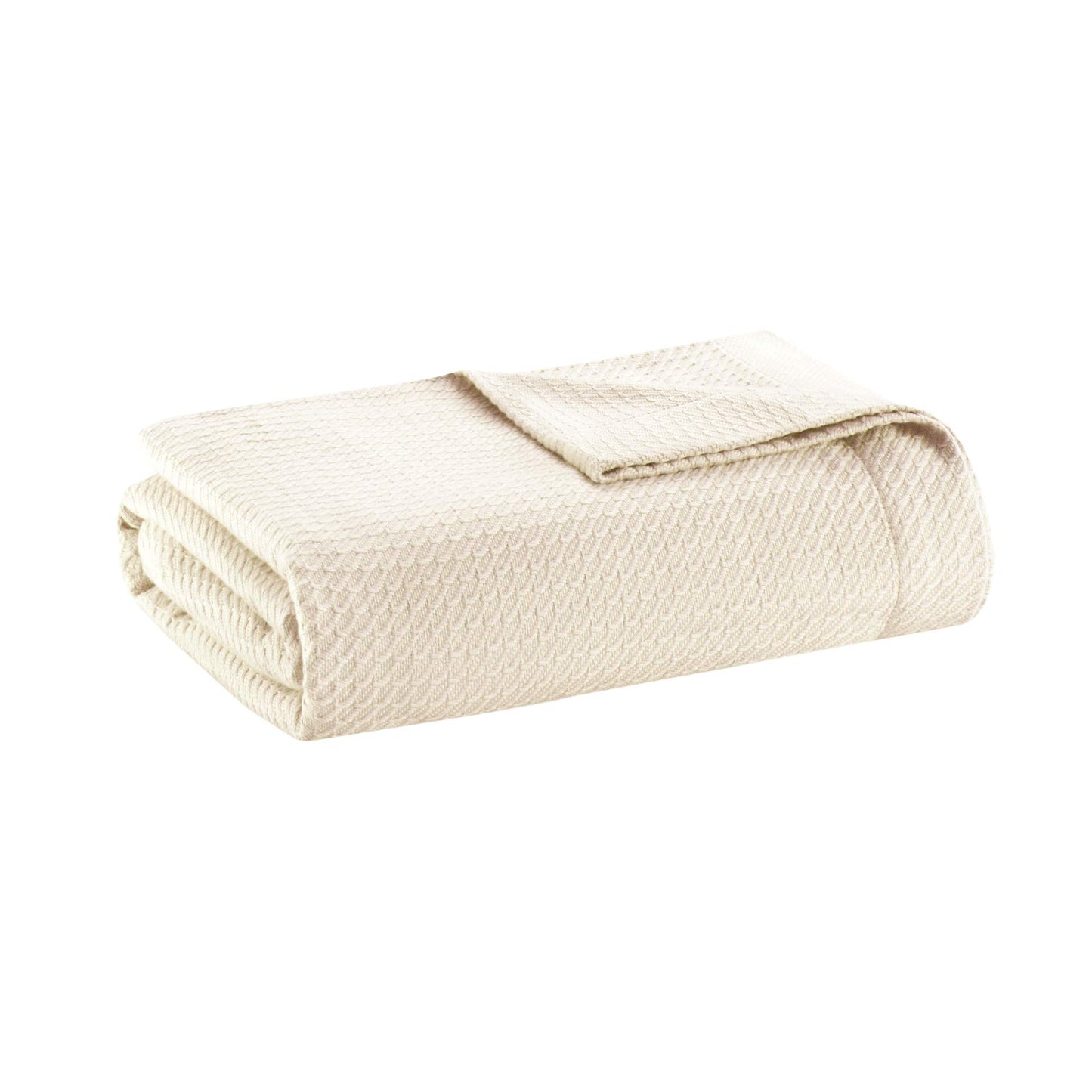 Madison Park 100% Egyptian Cotton Lightweight Summer Blanket, Breathable Waffle Knit Design, Soft Cozy All-Season Throw for Bed, Couch or Sofa, Ivory Cream King Size (108"x90")