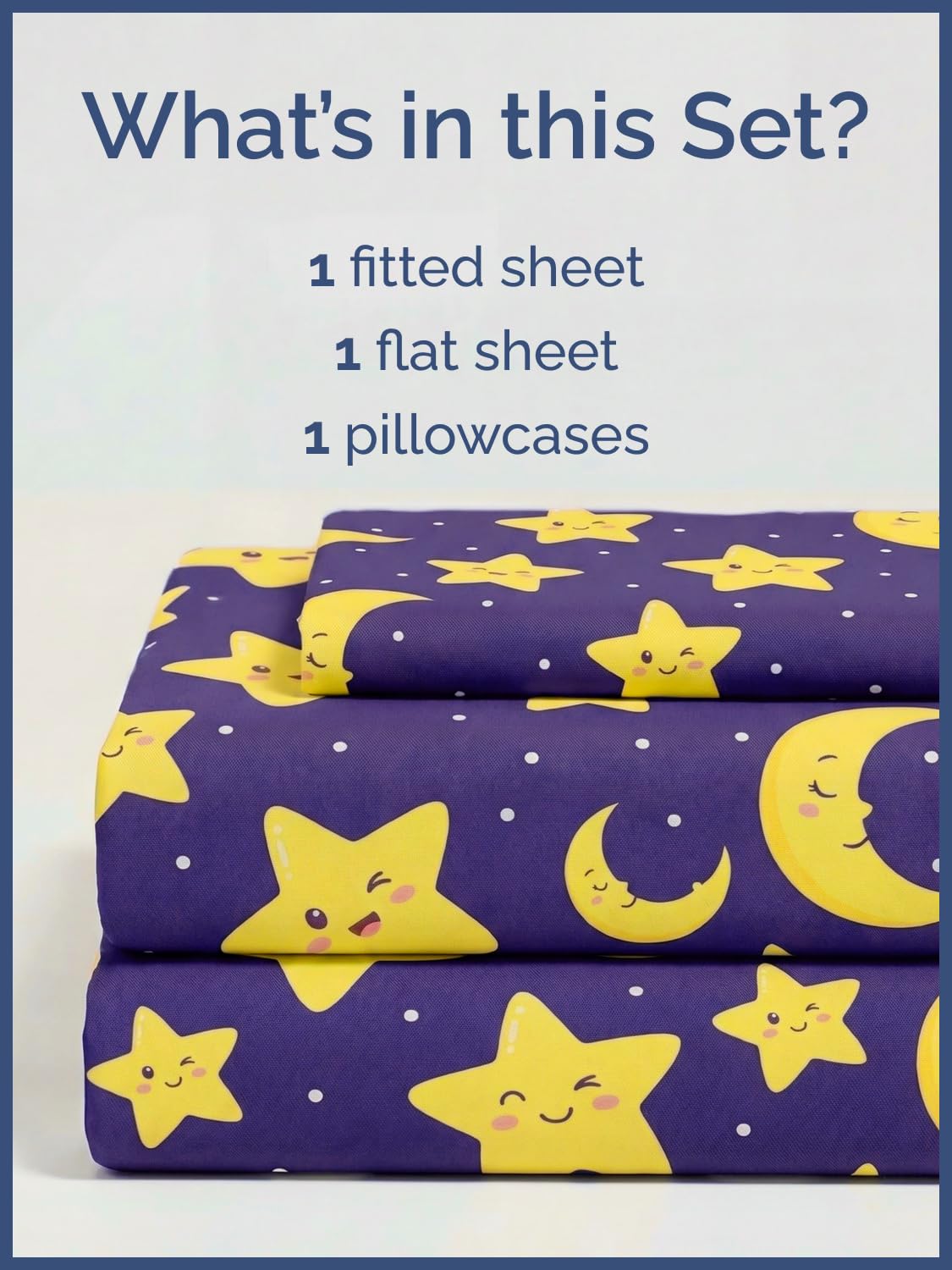 CGK Unlimited Kids Twinkle Stars Twin 3 Piece Sheet Set - Boys, Girls, Teens, Toddler - Easy Fit Deep Pockets - Soft, Cooling & Breathable Sheets - Cute, Cozy, Fade & Wrinkle Free - Machine Washable