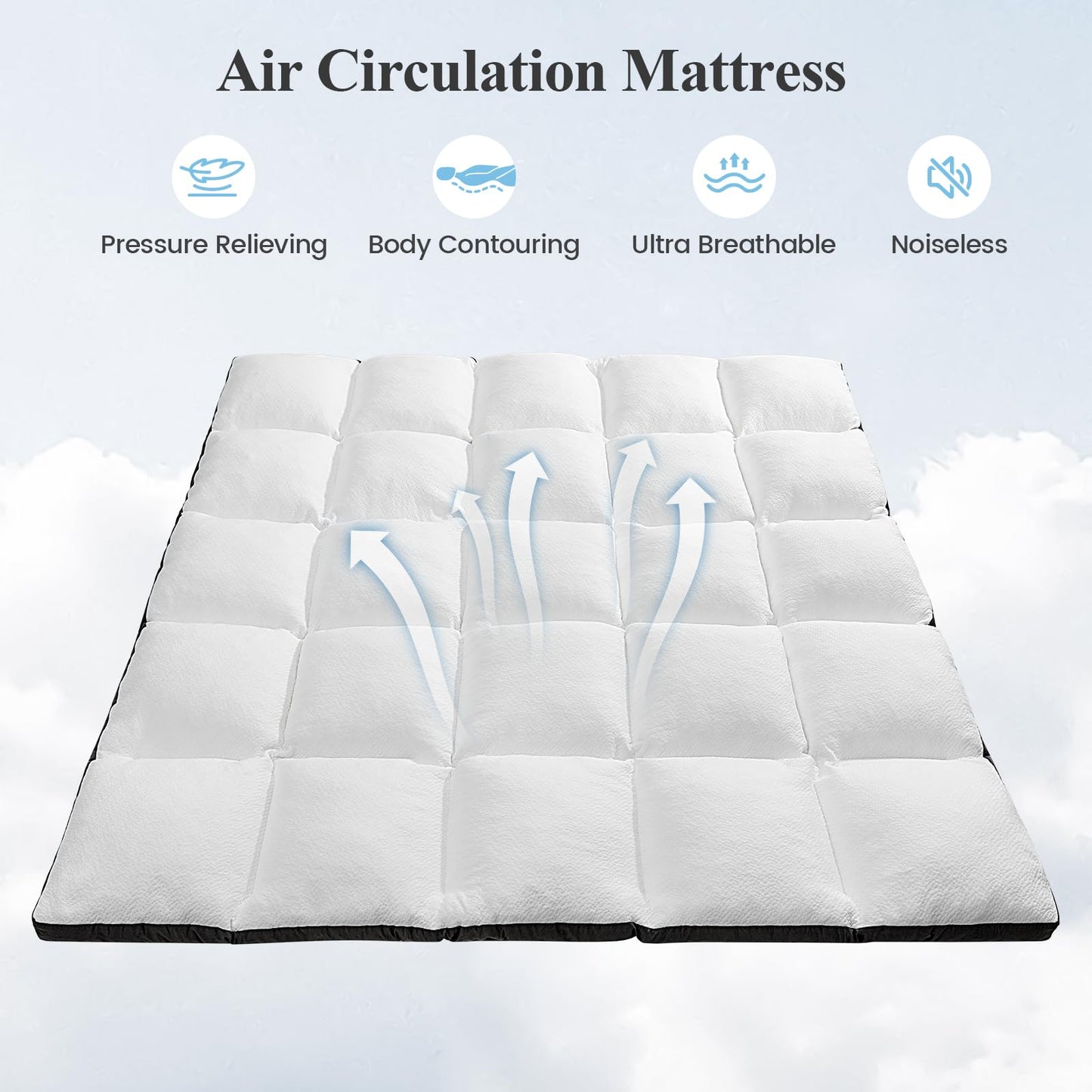 Rainmr Memory Foam Mattress Topper Twin - 2000GSM Pillow Top Mattress Topper Twin Size, Extra Thick Soft Bed Topper for Dorm & Back Pain Relief, White, Oeko-TEX Certified