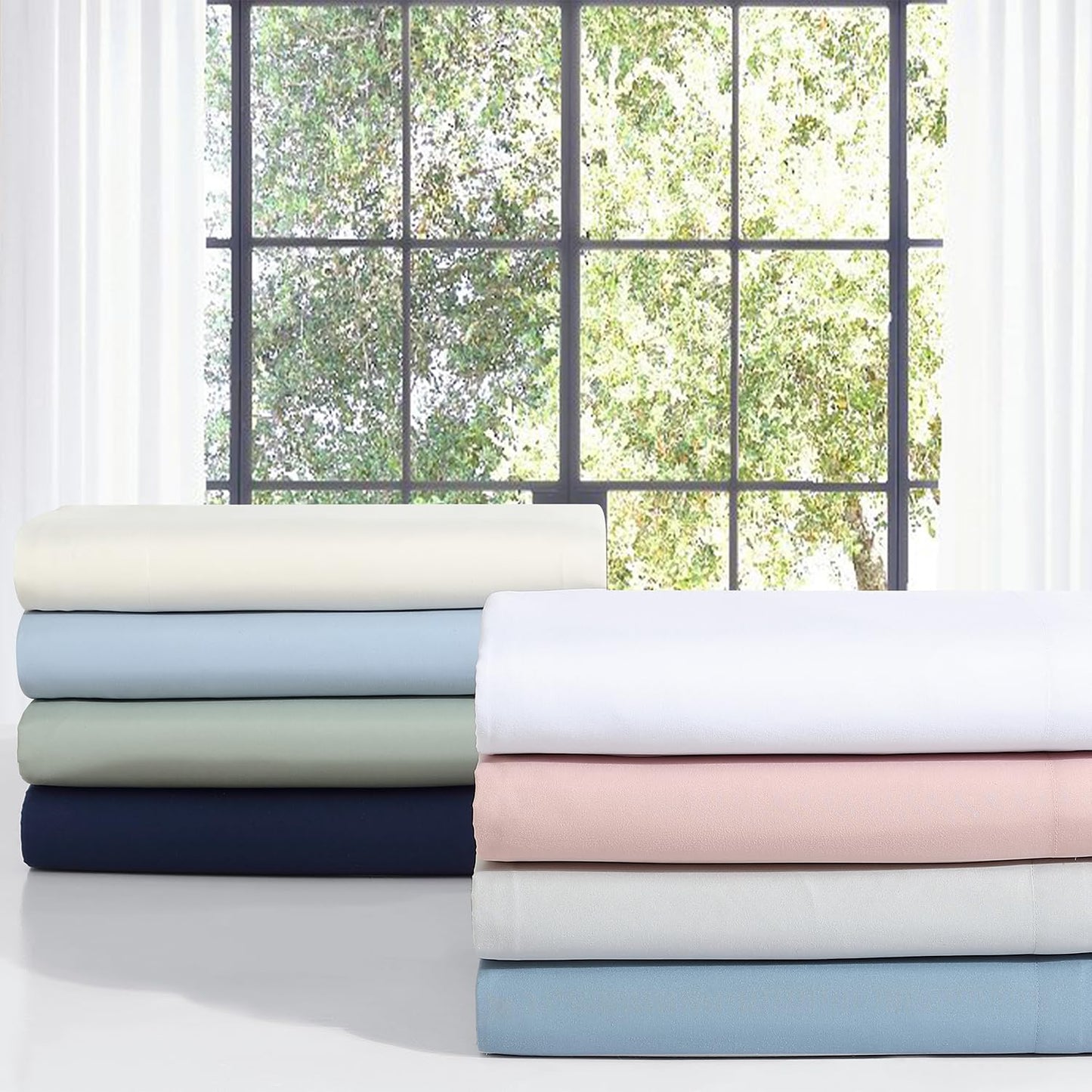 Tahari Home 6-Piece King Size Bedding Set - Fitted & Flat Sheets & Pillowcases | Soft & Cozy Polyester Microfiber | Breathable & Wrinkle Resistant | Dorm Essentials | Solid Bright White