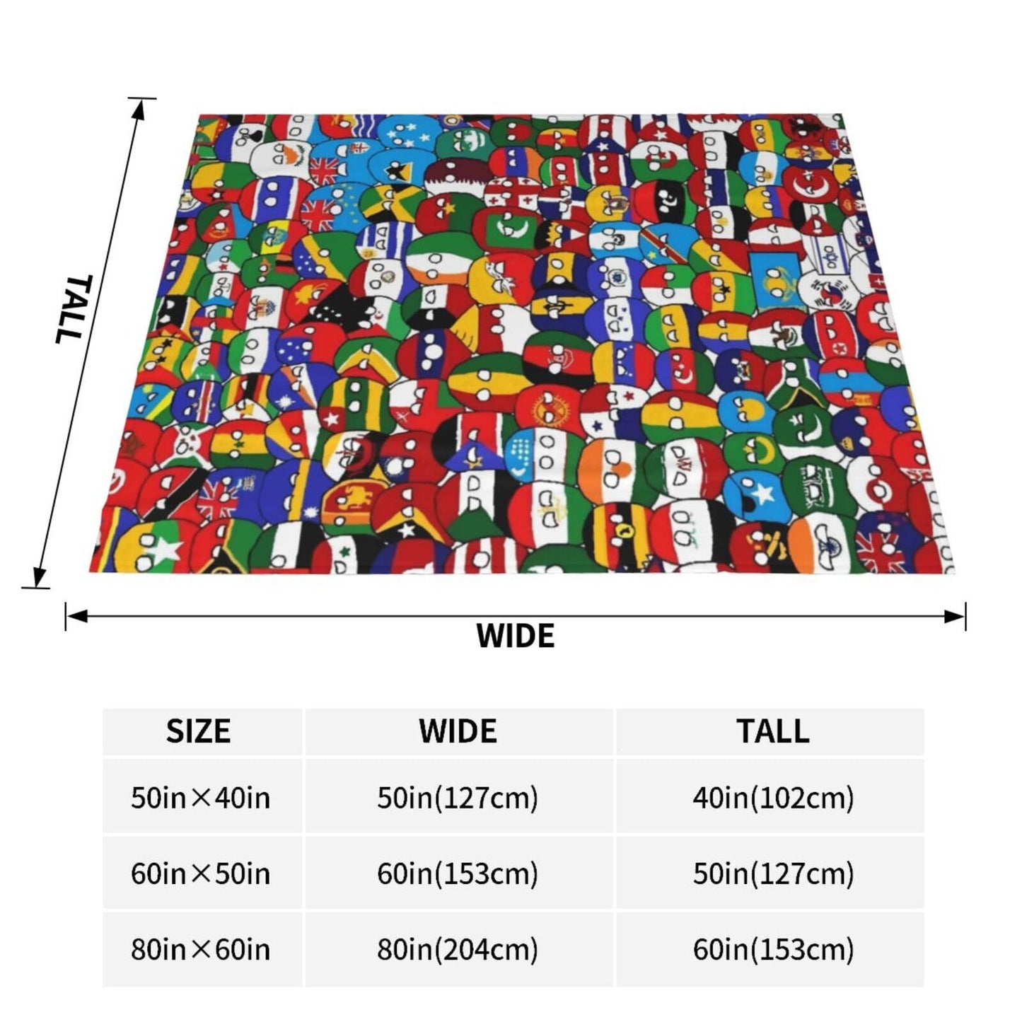 Hgkdtt Countryball Polandball Flannel Blanket for Travel Nap Home Decor Picnic Camping Cozy Couch Blanket Ideal for Office Outdoor Use (50" x 40")