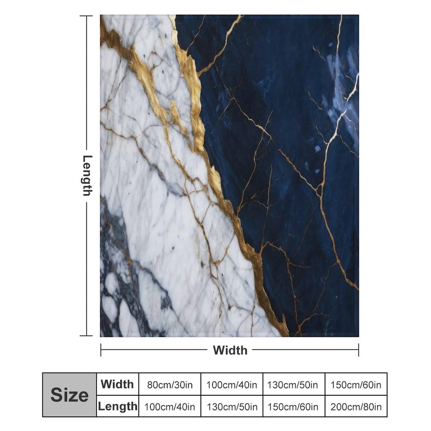 Marble Throw Blanket for Bed Sofa, 40"x50" Super Soft Warm Cozy Fluffy Plush Blanket, Modern Abstract Foil Texture White Navy Blue Gold Marble Flannel Couch Blanket for Travel Camping