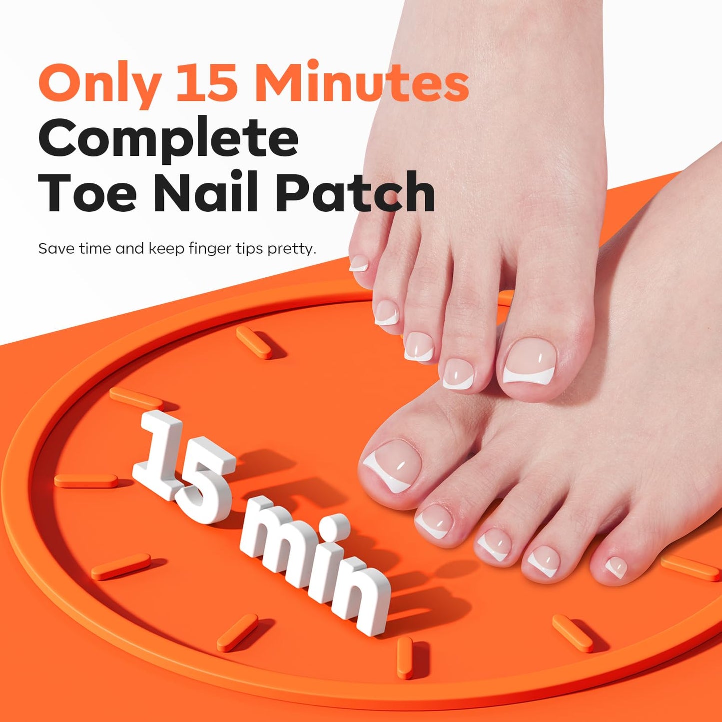 Modelones Short Square Toe Nail Tips 510Pcs 15 Sizes Press On Toenails Squoval Soft Gel Tips Full Cover Matte Fake Toe Nails Extensions Pre-Etched Toe Tips for DIY Salon Use