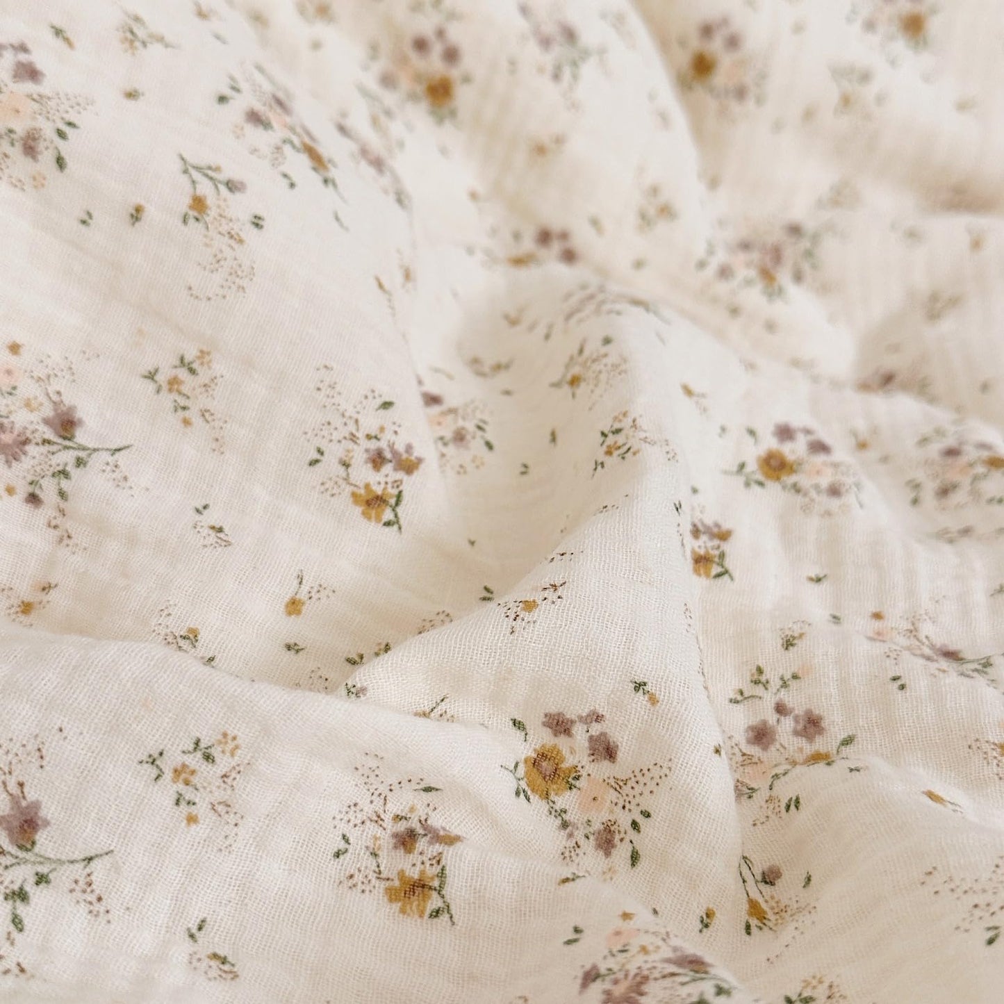 BuLuTu Beige Kids Toddler Baby Duvet Cover Girls Muslin Duvet Covers Floral Nursery Quilt Cover Gauze Bedding Coverlet, 47"x59", Crapemyrtle Print (No Pillowcases)
