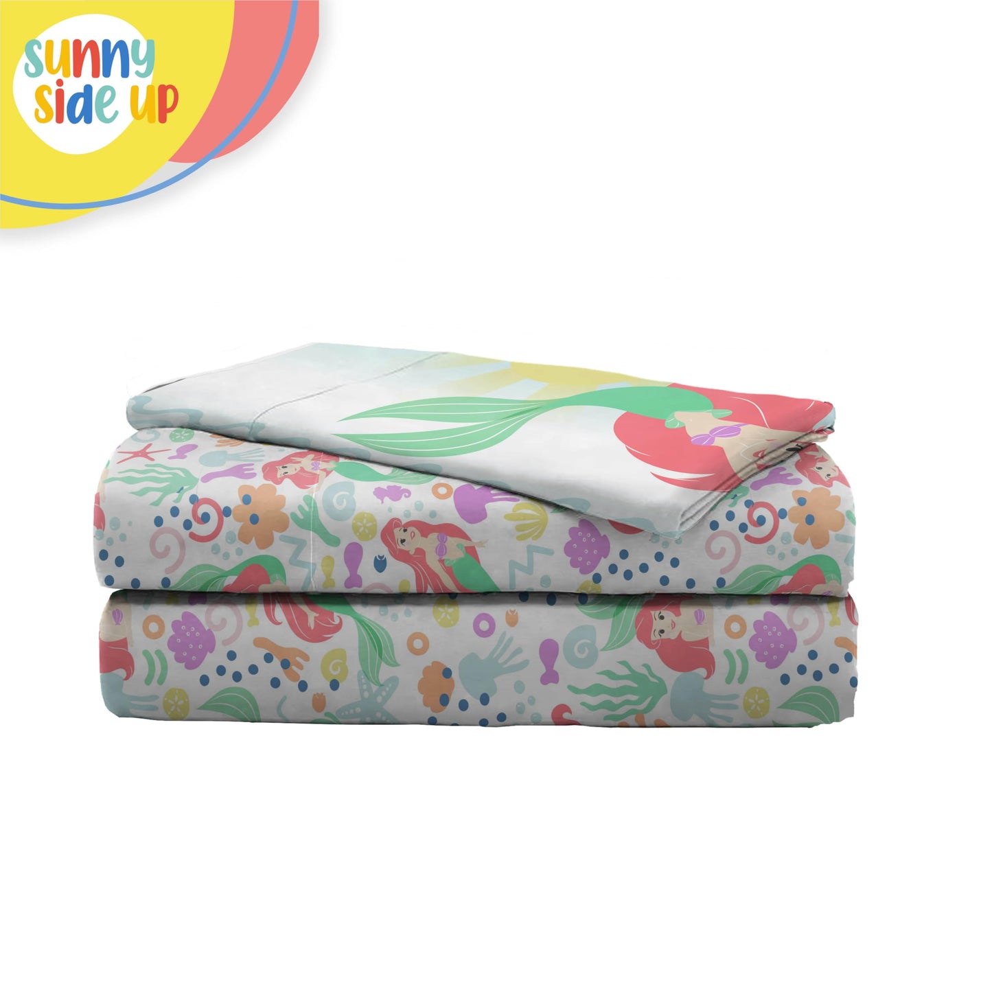 Sunny Side Up Disney The Little Mermaid Twin Sheet Set - 3 Piece Kids Bedding Set Includes Pillow Cover - Super Soft Ariel Microfiber Sheets