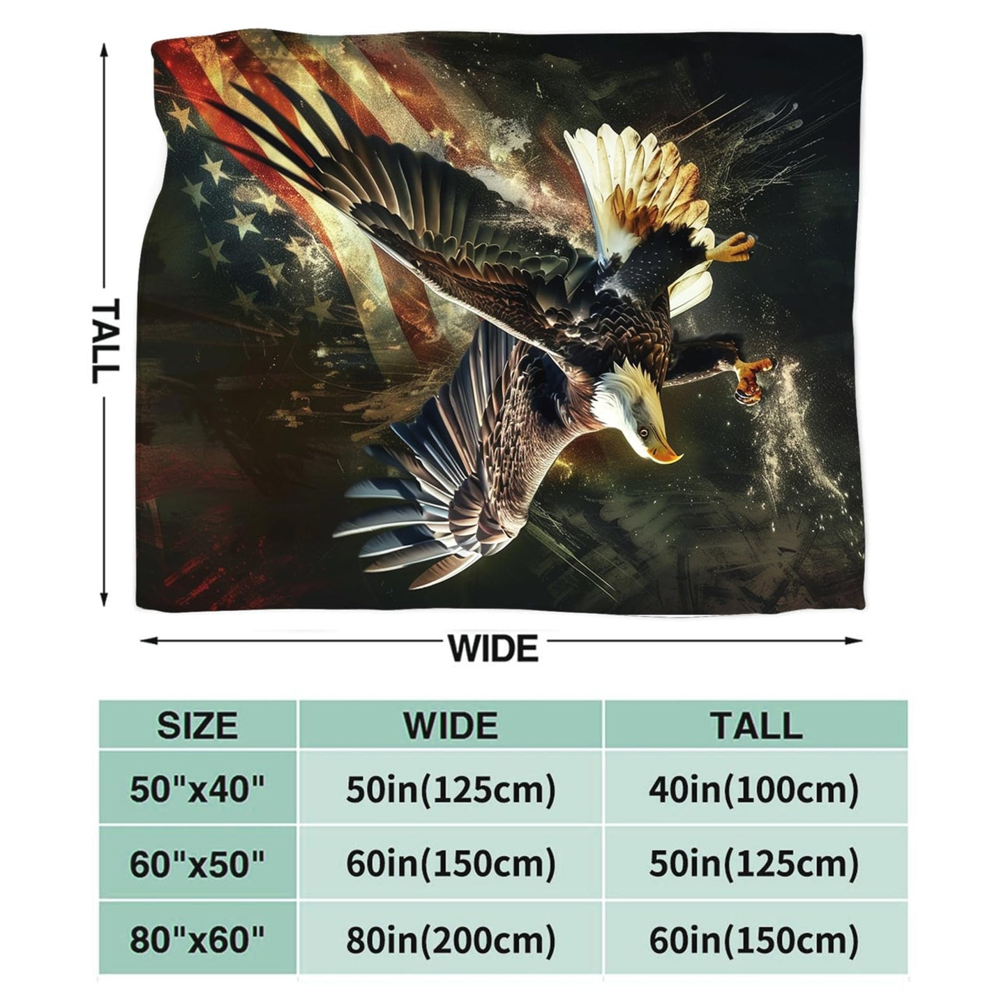 Tijuboni American Eagle Throw Blanket Eagle Gifts for Girls Boys Women Men Kids Adults Soft Flannel Fleece Blanket for Couch Sofa Bed Home Decor 40"x50"