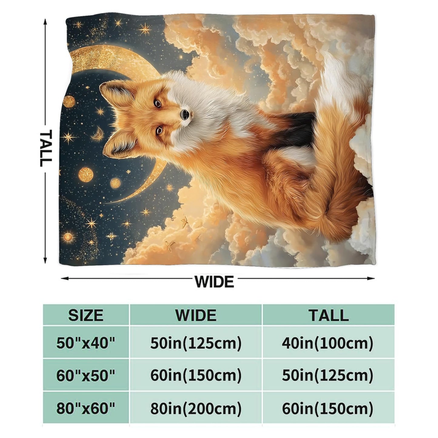 Fox Throw Blanket for Kids, Cute Fox Fleece Blanket Gifts for Boys Girls, Warm Cozy Soft Flannel Stuff for Bed Sofa Couch 50" x 40"