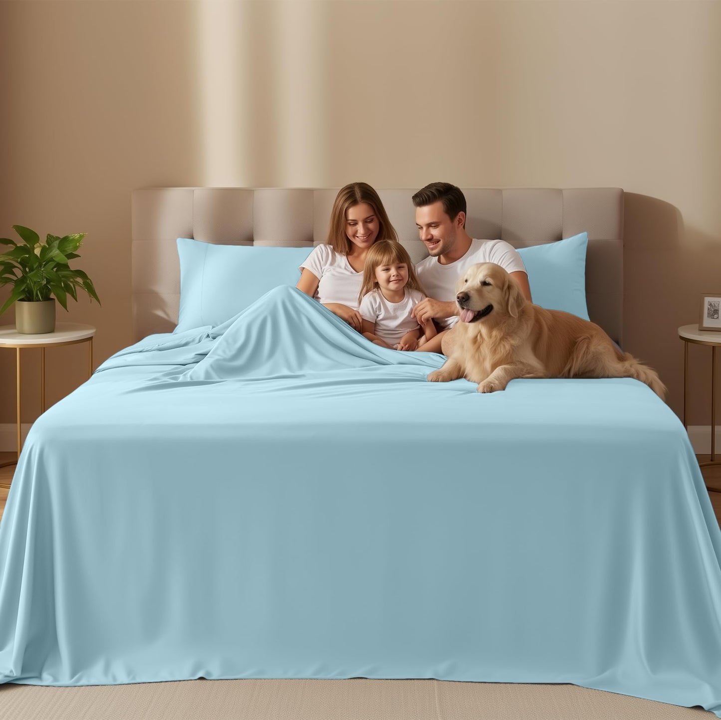 Utopia Bedding Queen Size Sheet Set – 4 Piece Bed Sheets, Soft and Breathable Microfiber, Includes 1 Fitted Sheet, 1 Flat Sheet and 2 Pillowcases – Oeko Tex (Ice Blue)