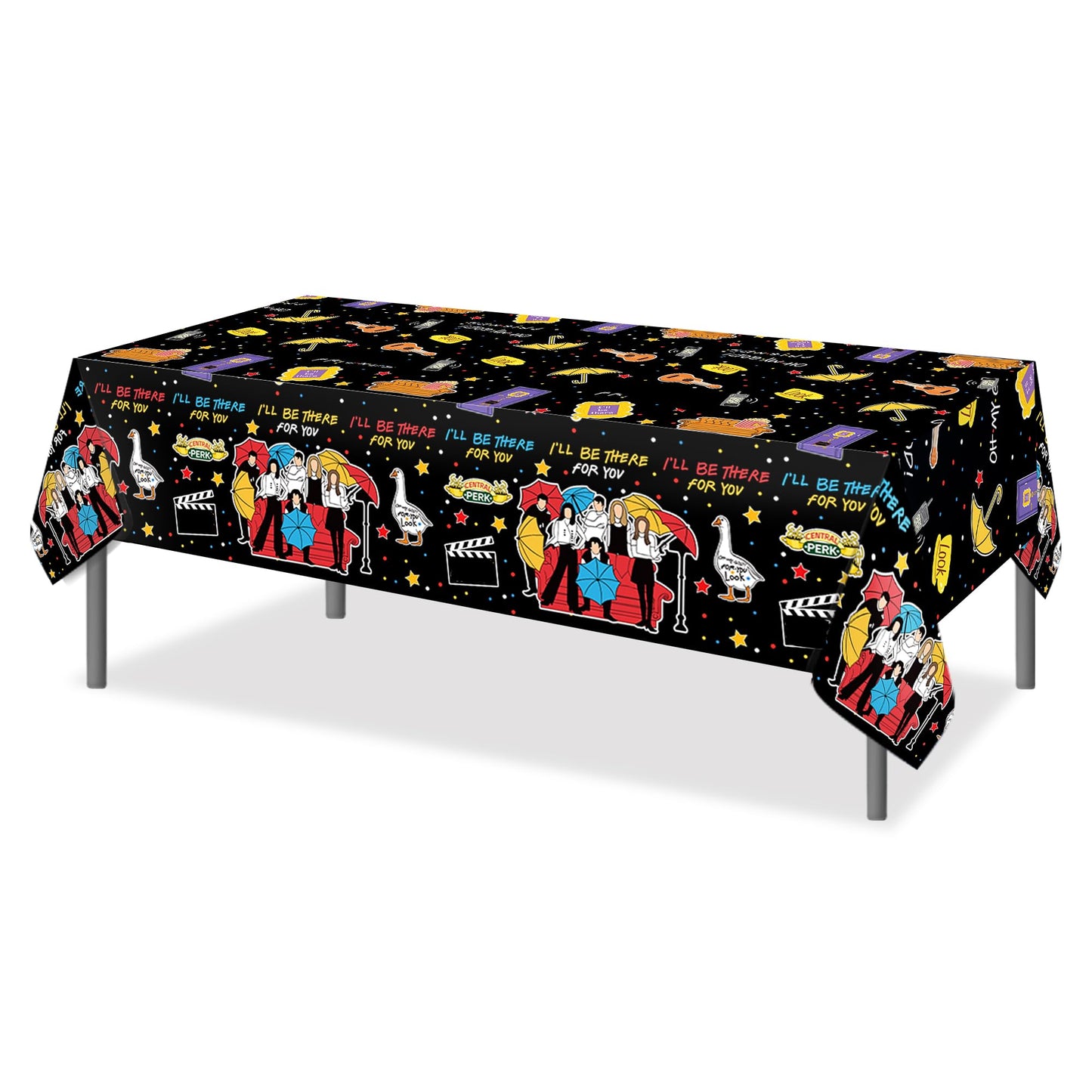 CC HOME 1Pc Party Plastic Tablecloth 54 x 87 Inch Long Table Cover, I'll be There Party Tablecover for Family Bestie Kids Baby Shower Birthday Dinner Picnic Kitchen Event Use