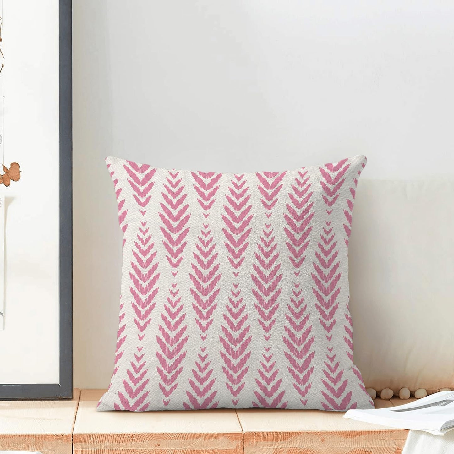 CXMEIFLY Hot Pink Boho Pillow Covers 18 x 18 Inch Set of 2 Preppy Herringbone Bohemian Ethnic Decor Throw Pillows Geometric Tribal Summer Outdoor Linen Farmhouse Decorative Pillowcases for Couch Bed