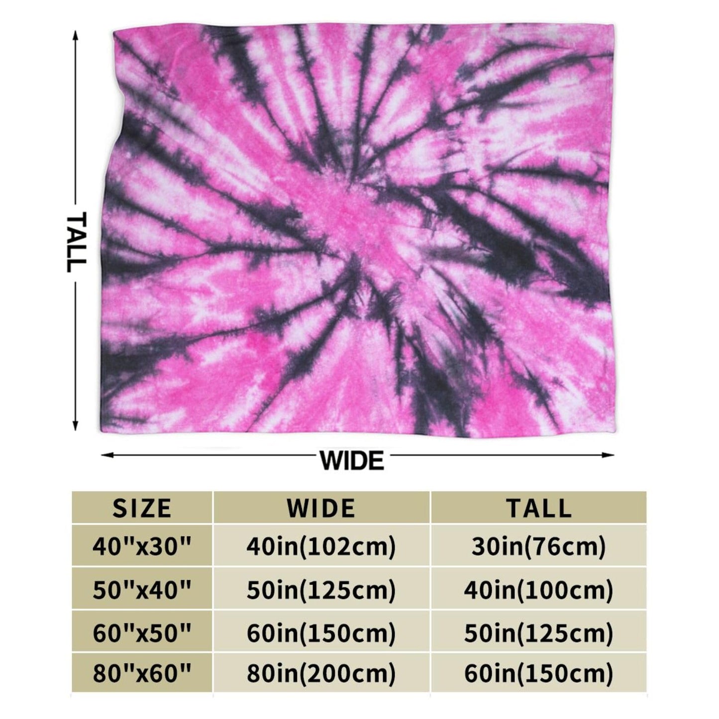 Gbuzozie Pink and Black Tie Dye Fleece Blanket Lightweight Ultra-Soft Throw Blanket for Sofa Couch Bed Camping Travel - Super Soft Cozy Microfiber Blanket 50"X40"