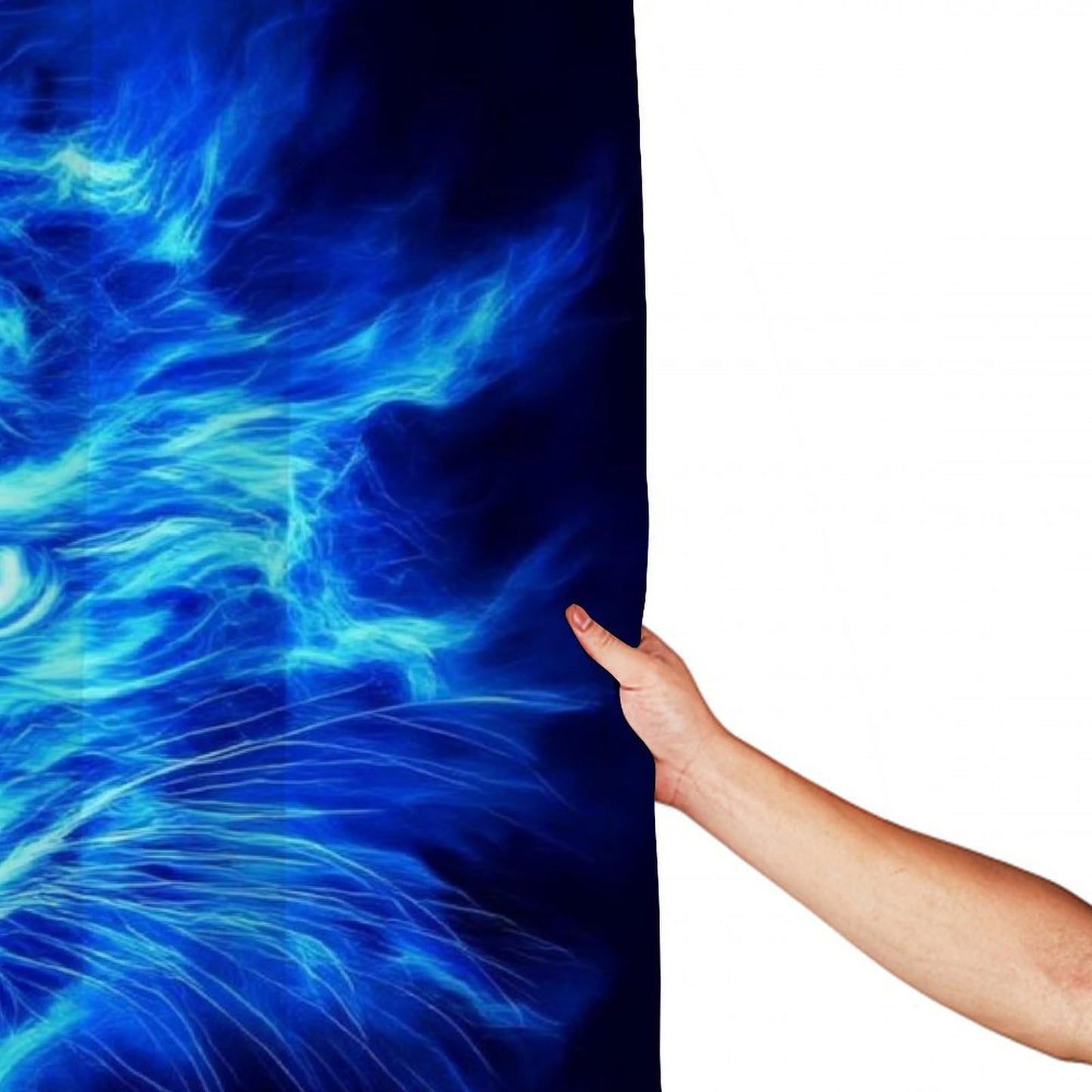 Fashion Waterproof Lightweight Shower Curtain, Blue Fire Tiger Hotel Bathroom Decorative Shower Curtain with Hooks, 72"x 70"
