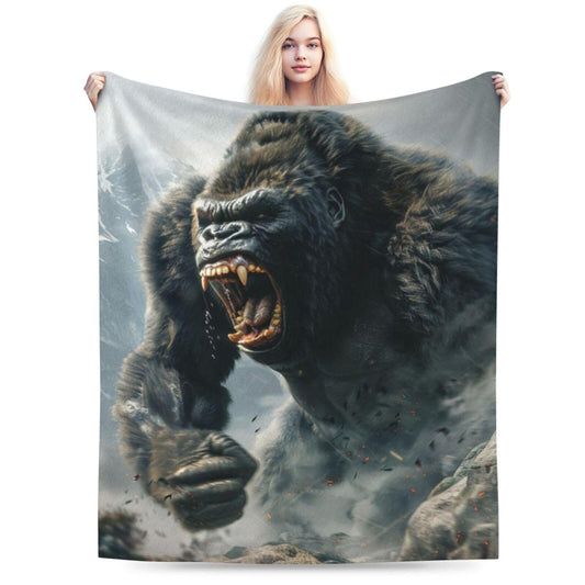 Qycazzw Giant Gorilla Blanket Gifts for Women Girls Kids, Cute Gorillas Throw Blankets, Soft Cozy Flannel Throws for Sofa Couch Bedroom Decor 50x60in