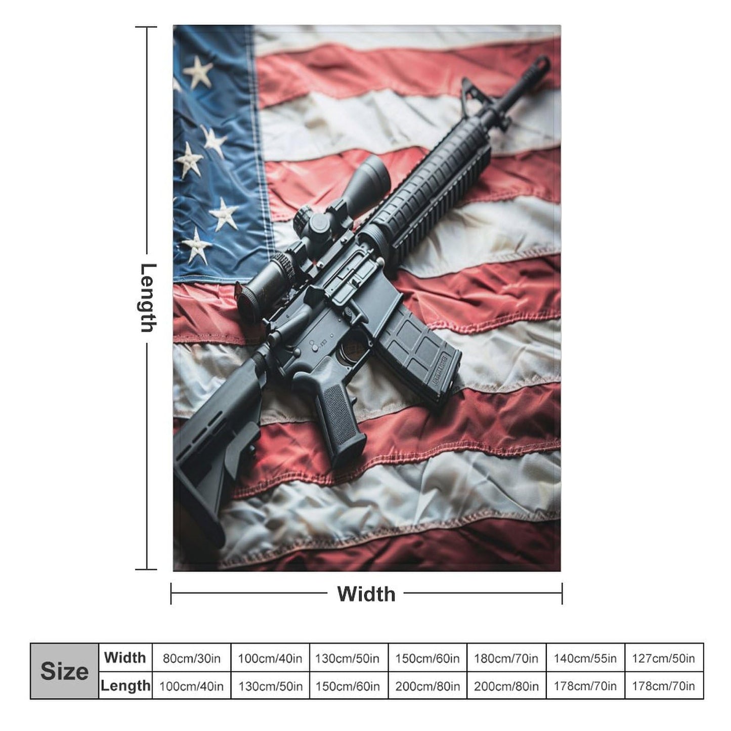 TOWINSFB American Flag Military Throw Blanket, Warm Cozy Soft Blanket Gun Theme July Fourth Blanket for Bed Couch Sofa, 30"x40"