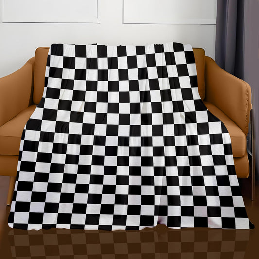 ANIOXCK Throw Blanket for Couch, 300GSM Warm Soft Cozy Flannel Blanket, Cute Blanket for All Seasons Bedroom Home Decor Gifts, Black White Checkerboard 50x60 Inches