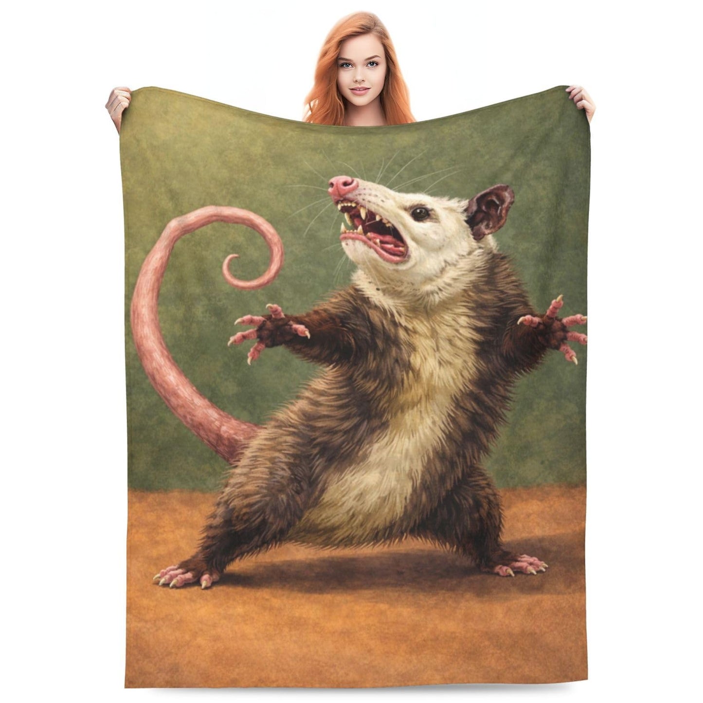 Funny Opossum Blanket, Gifts for Women, Cute Dancing Possum Soft Lightweight Throw Blankets for Kids Girls, Travel Bed Living Room Decor, 50x60in